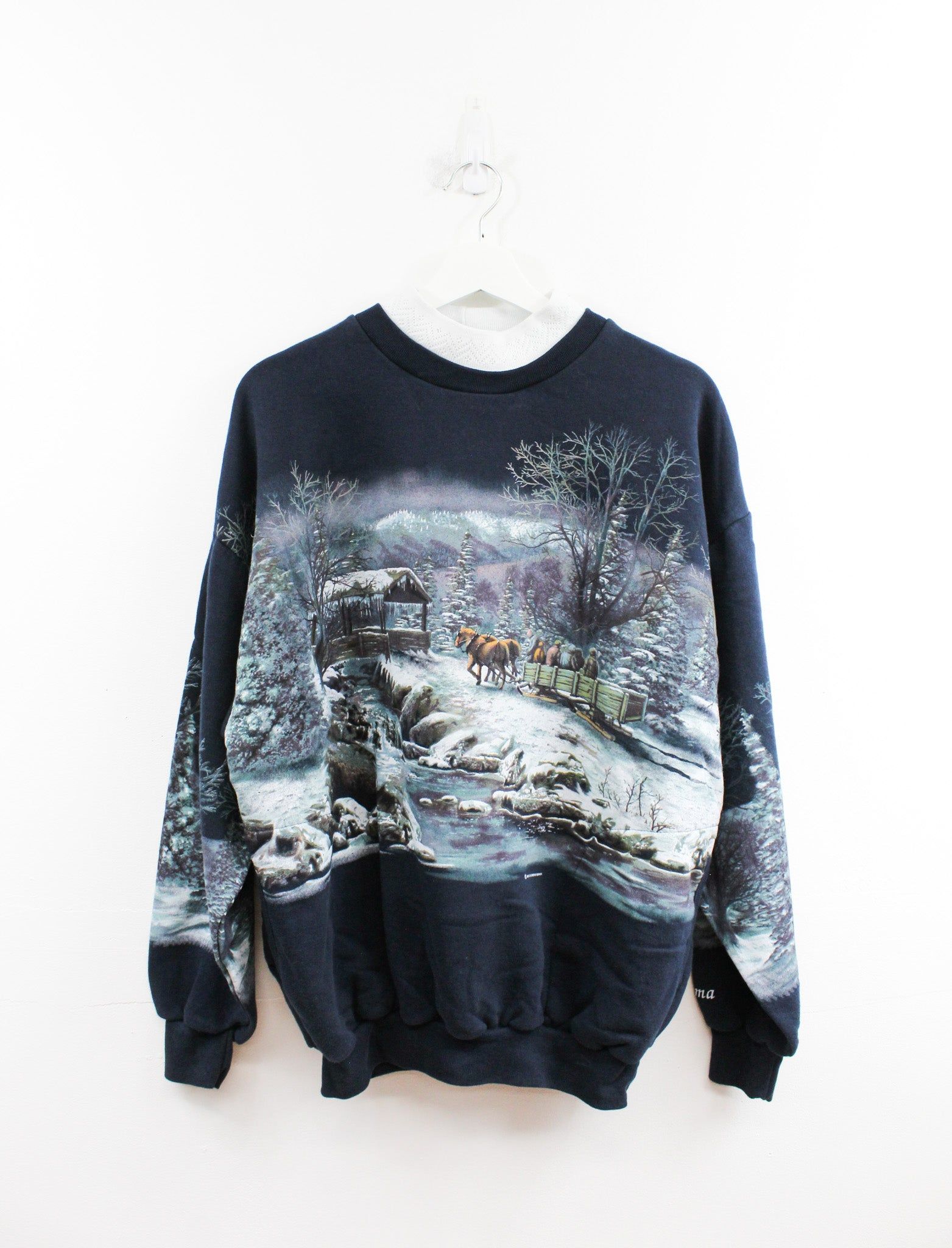 Vintage Horse Ride In Winter Crewneck sold by HG Vintage
