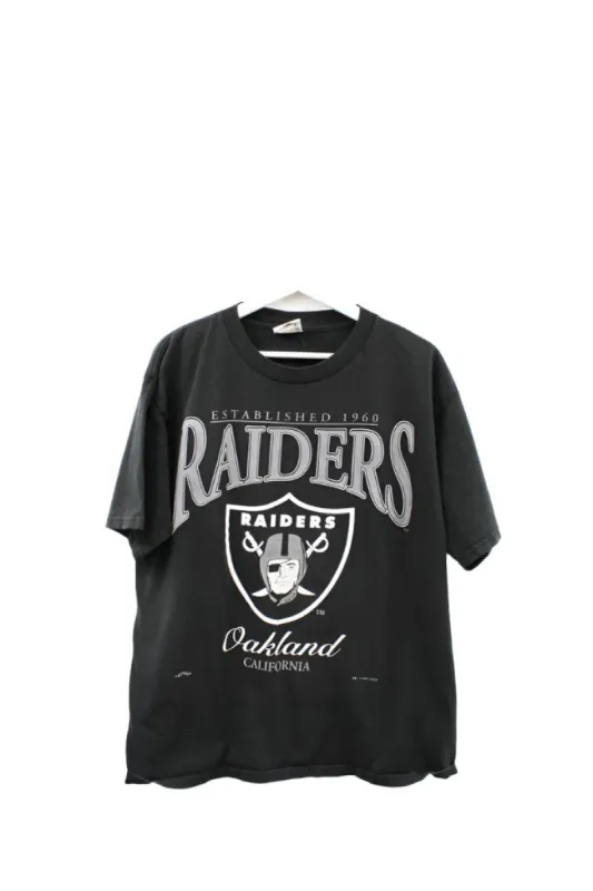 Z- Vintage 1995 Oakland Raiders Script & Logo Nutmeg NFL Tee sold by HG Vintage