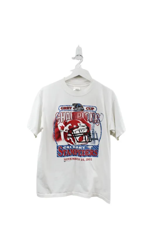 Z- Vintage 2001 Stampeders Grey Cup Champs Bulletin CFL Tee sold by HG Vintage