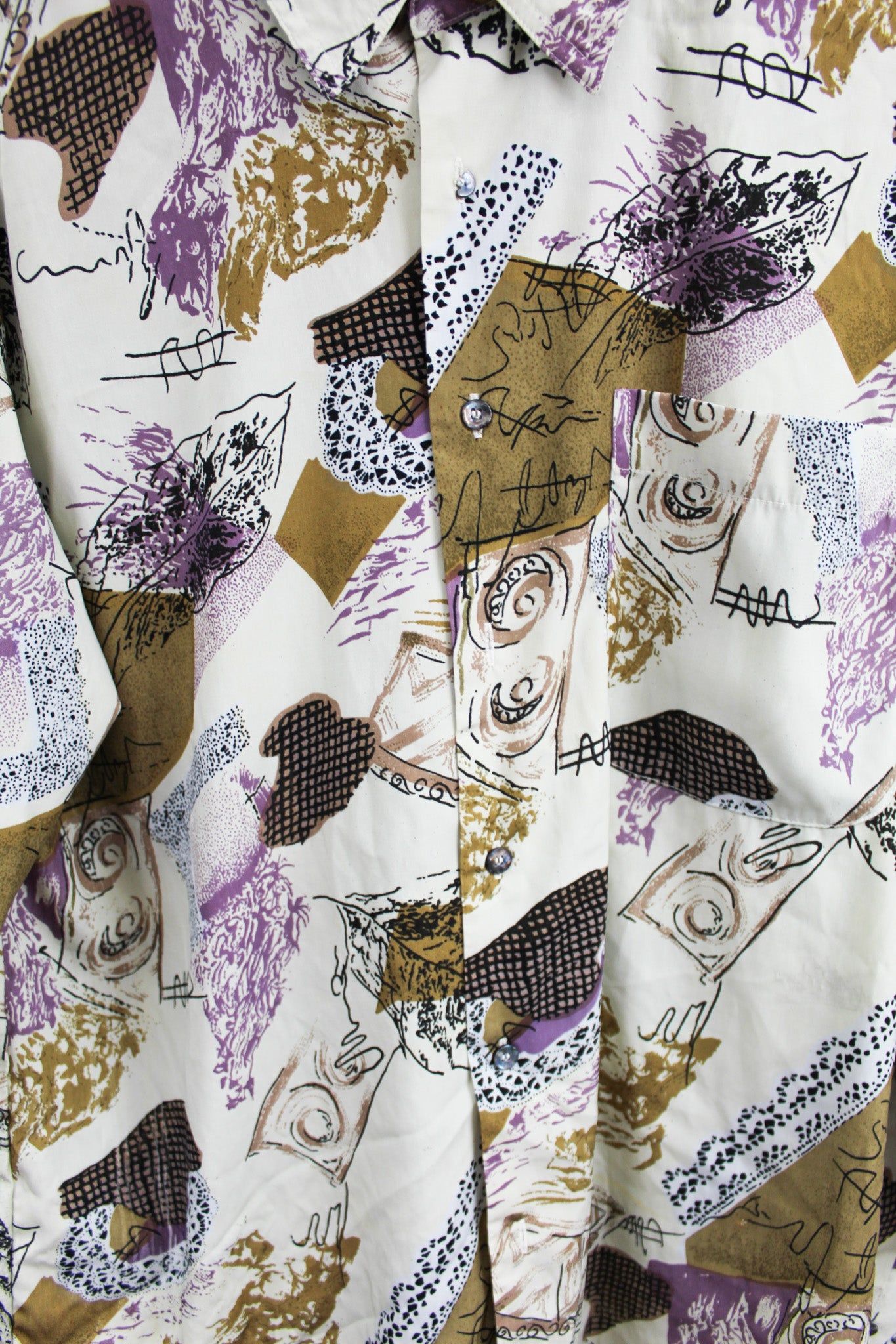 Abstract Art 70s Printed Button Up Shirts sold by HG Vintage product image thumbnail 2