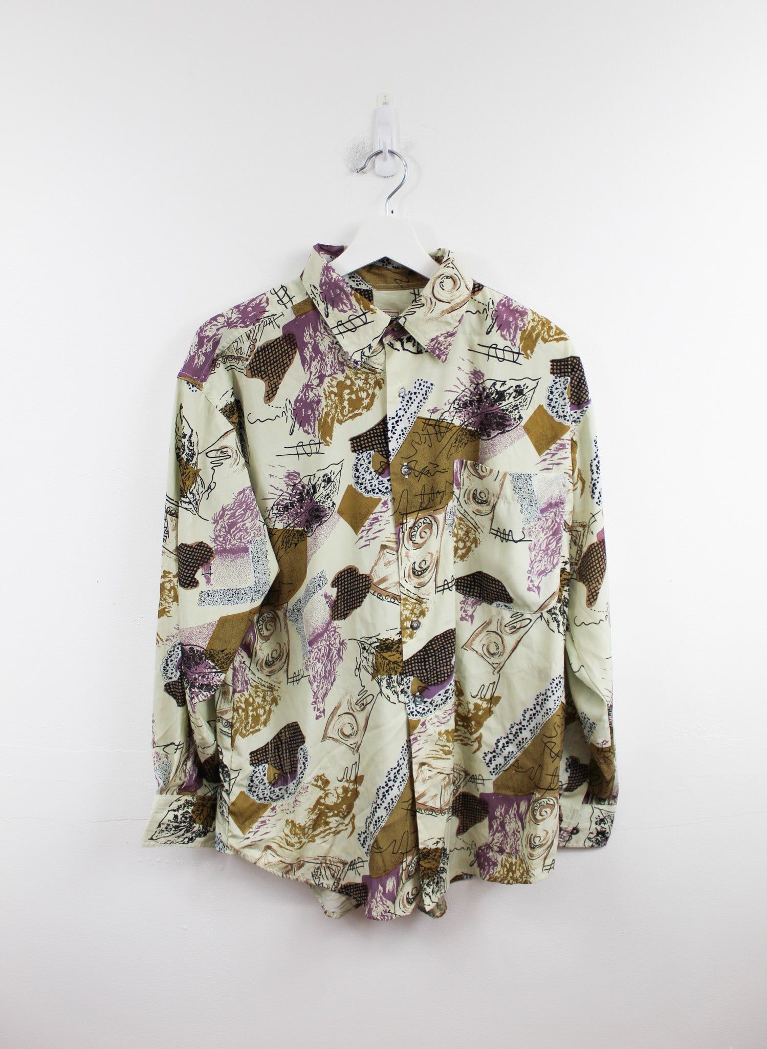 Abstract Art 70s Printed Button Up Shirts sold by HG Vintage