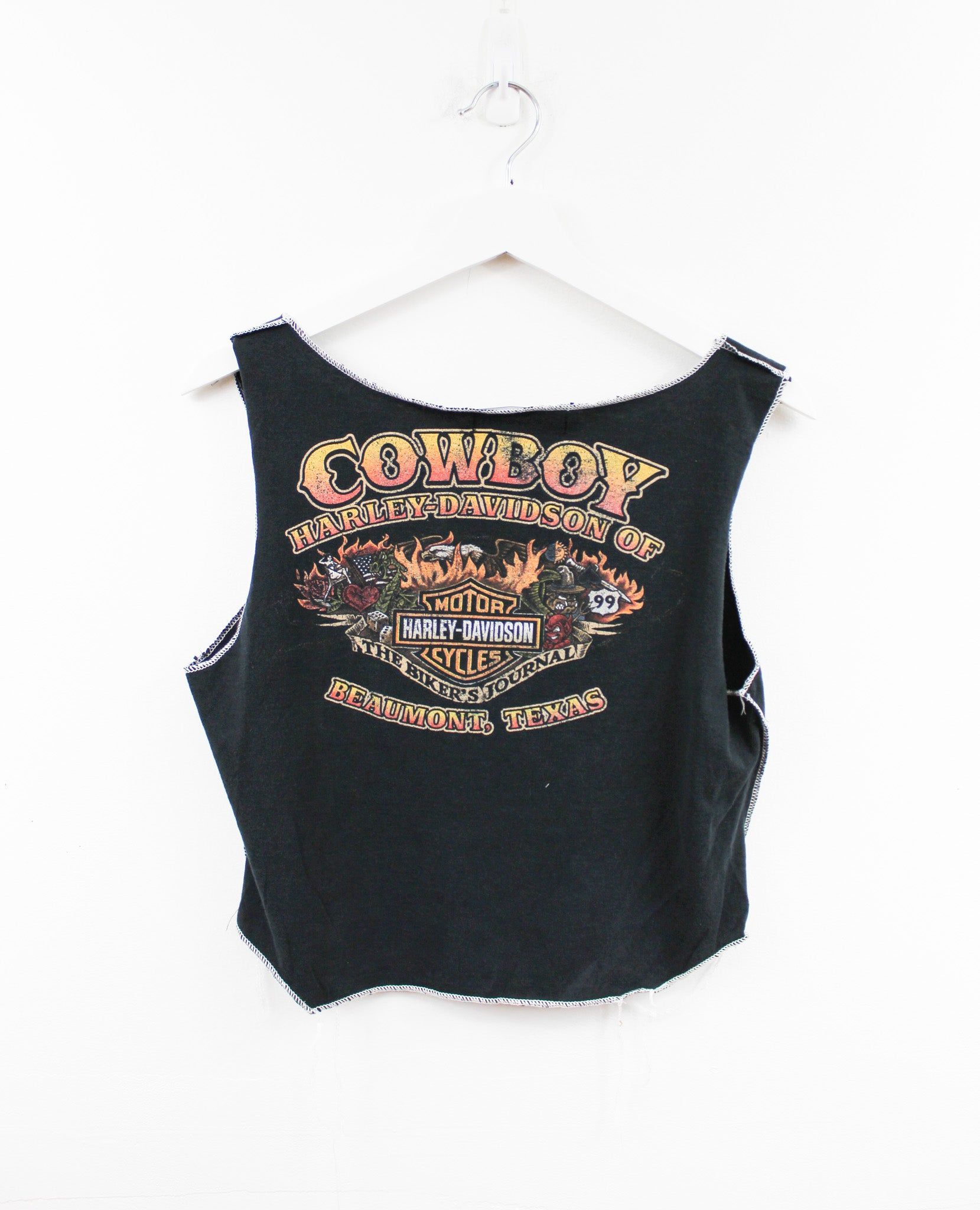 Haus Of Mojo Reworked Vintage Harley Davidson Flying Hog Beaumont Texas Double Stitch Crop Top sold by HG Vintage product image thumbnail 3