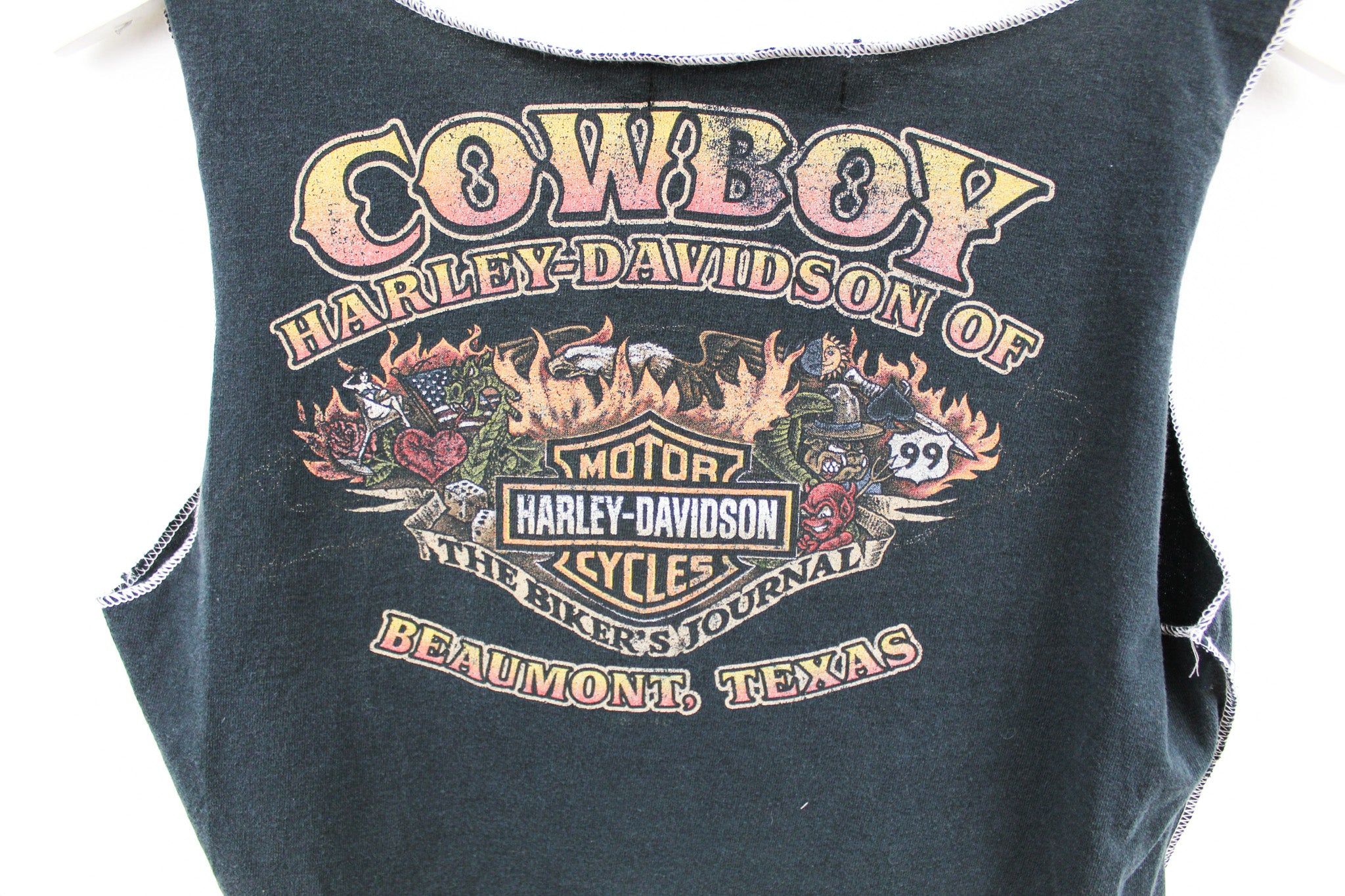 Haus Of Mojo Reworked Vintage Harley Davidson Flying Hog Beaumont Texas Double Stitch Crop Top sold by HG Vintage product image thumbnail 4