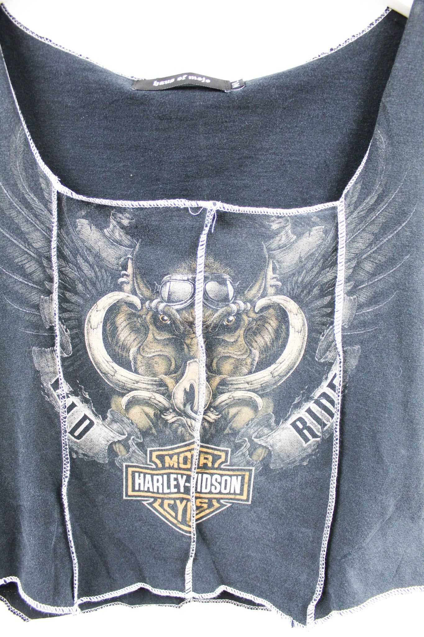 Haus Of Mojo Reworked Vintage Harley Davidson Flying Hog Beaumont Texas Double Stitch Crop Top sold by HG Vintage product image thumbnail 2