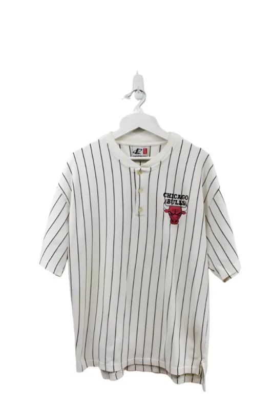 Z - Vintage 90s Logo Athletics NBA Chicago Bulls Embroidered Logo Henley Tee sold by HG Vintage