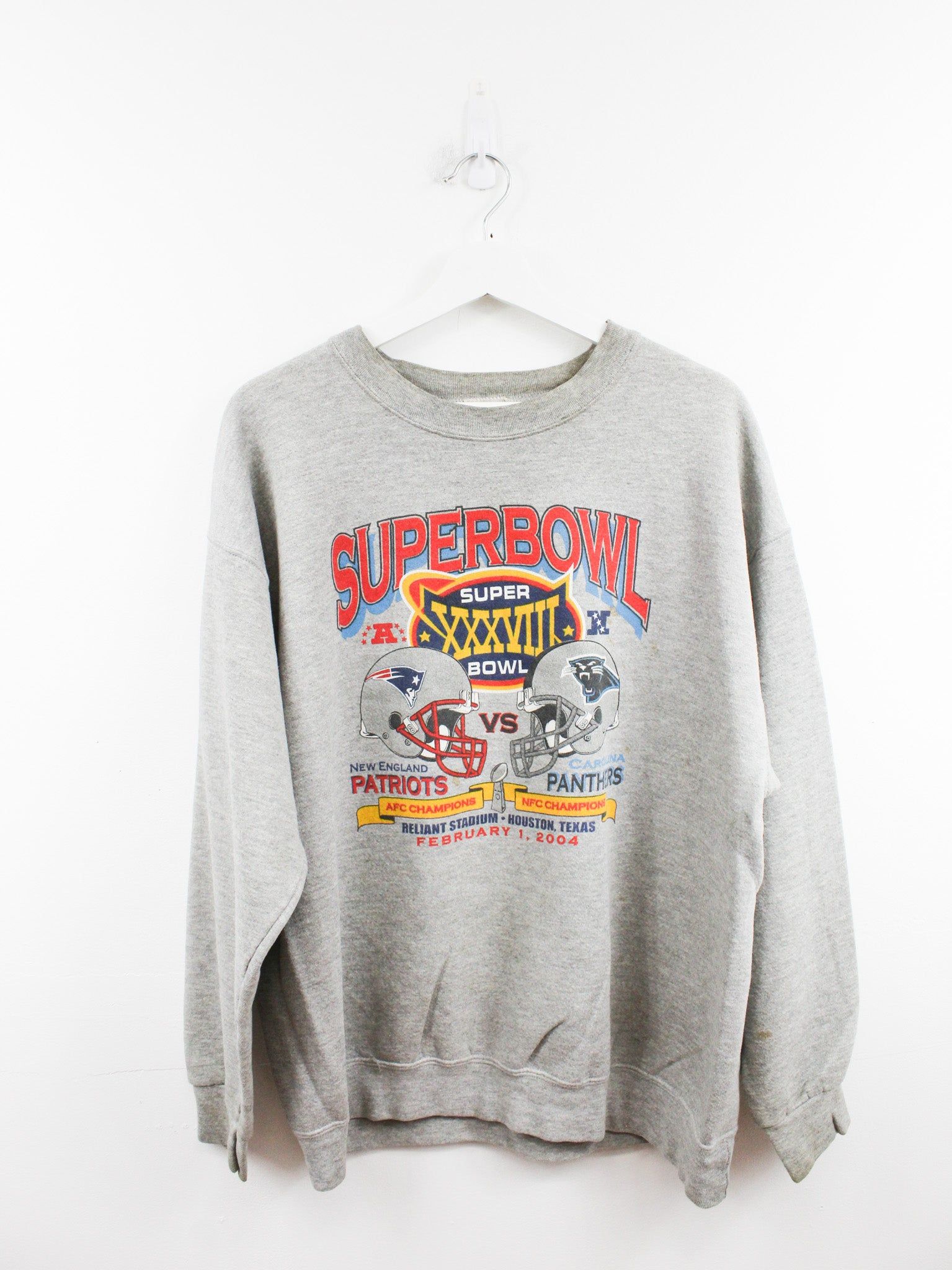 Vintage NFL 04' Super Bowl Patriots Vs Panthers Crewneck sold by HG Vintage