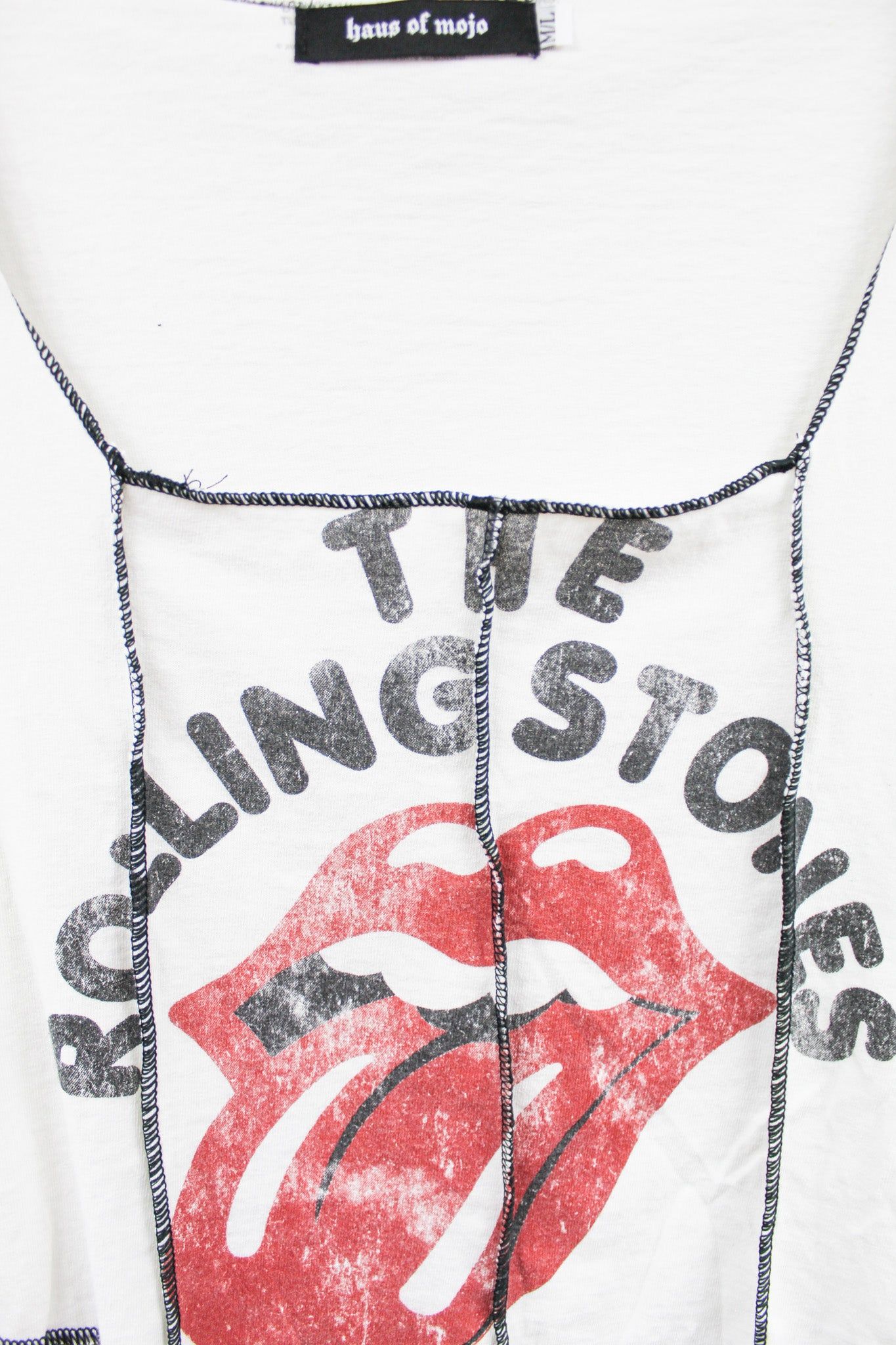 Haus Of Mojo Reworked Vintage Faded Rolling Stones Tongue Logo Double Stitch Crop Top sold by HG Vintage product image thumbnail 2