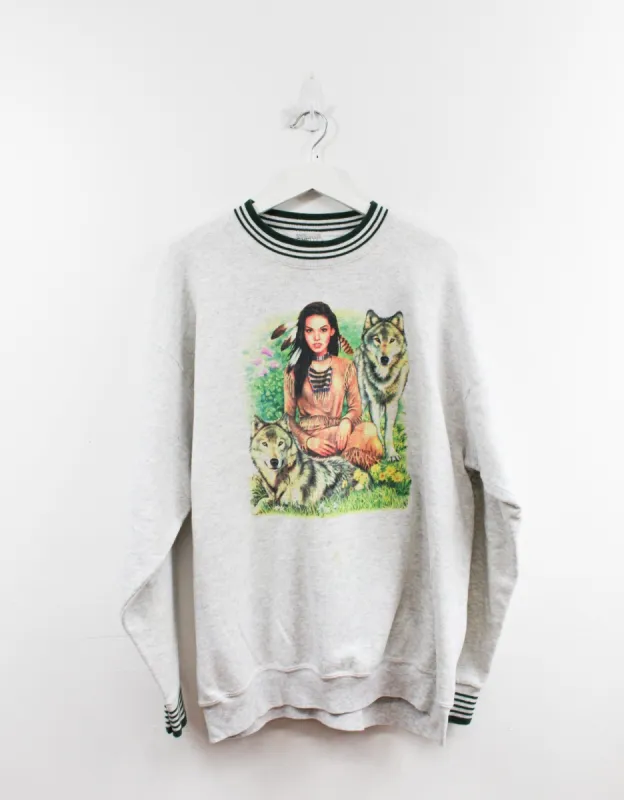 Women & Wolves On Grass Crewneck sold by HG Vintage