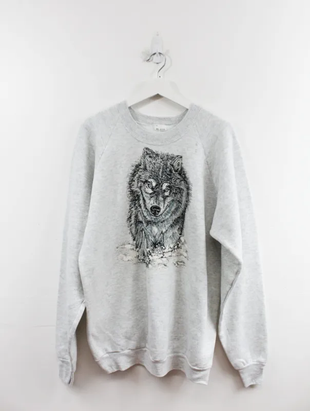 Lone Wolf In Snow Crewneck sold by HG Vintage