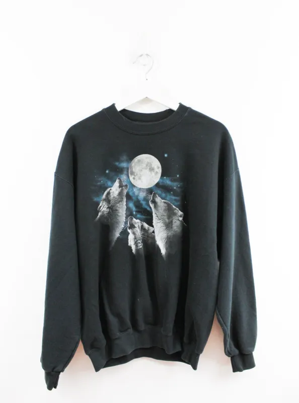 Wolves & Moon Graphic Crewneck sold by HG Vintage