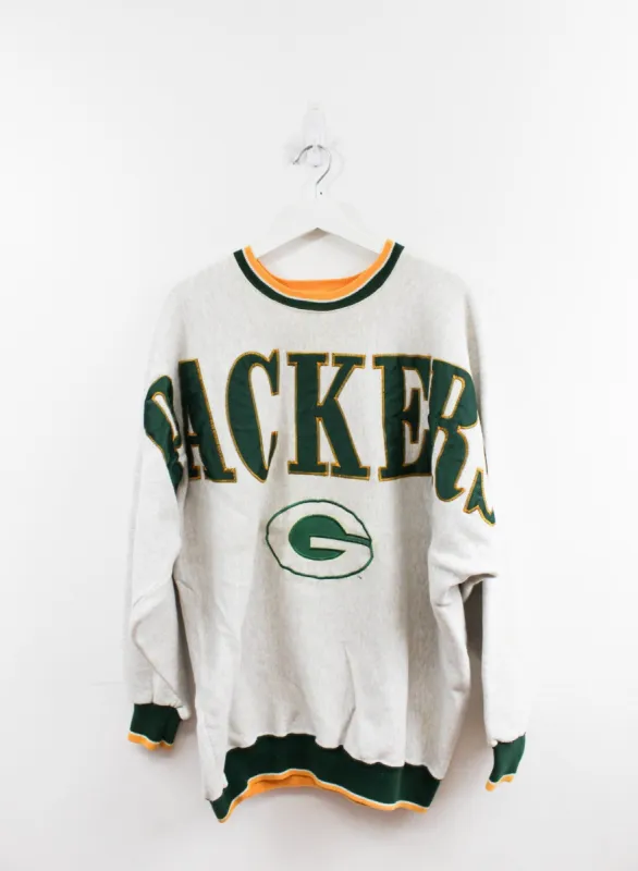 Vintage NFL Green Bay Packers Embroidered Logo & Script Crewneck sold by HG Vintage