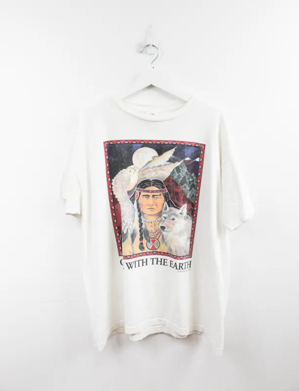 One With The Earth Wolf & Owl Picture '92 Tee(Maggie's Organic) sold by HG Vintage