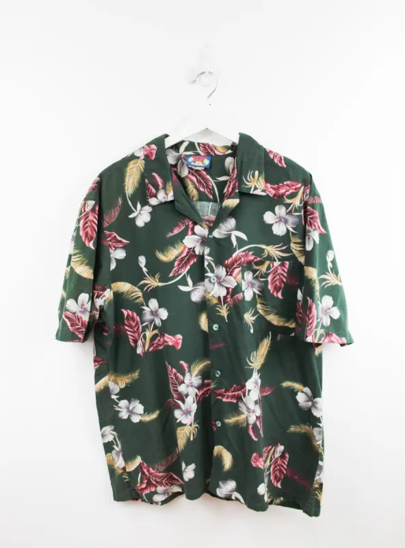 Hawaiian Blues Flowers & Plants 70s Printed Button Up Shirts sold by HG Vintage