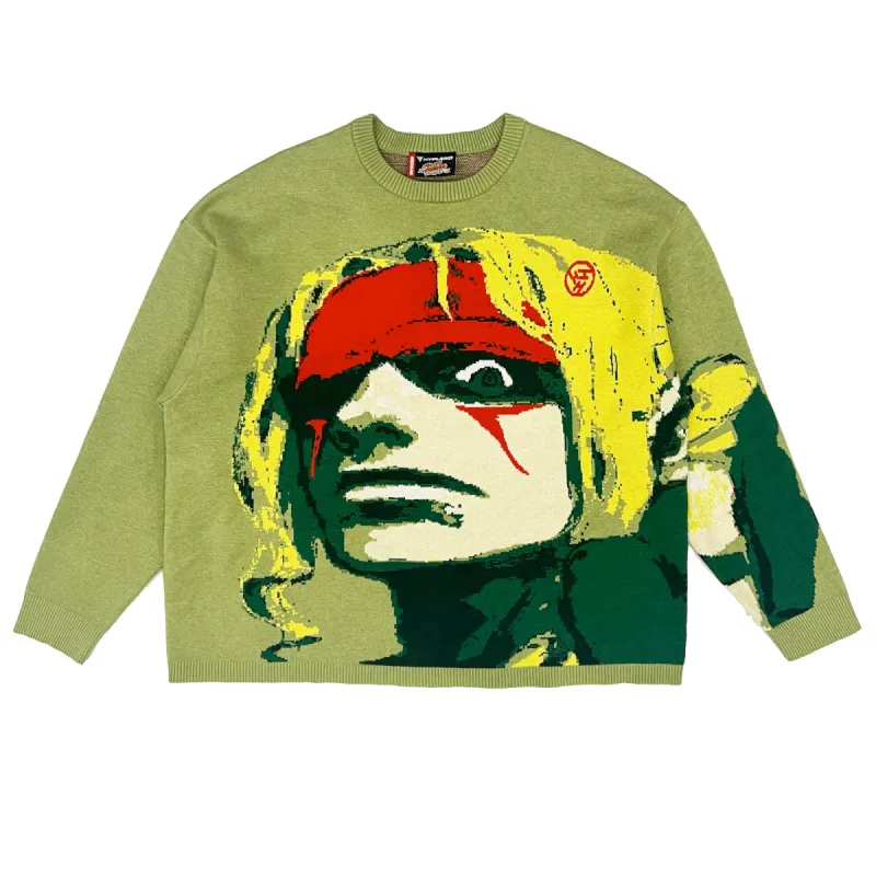 STREET FIGHTER ALEX CROPPED SWEATER (GREEN) sold by hypland
