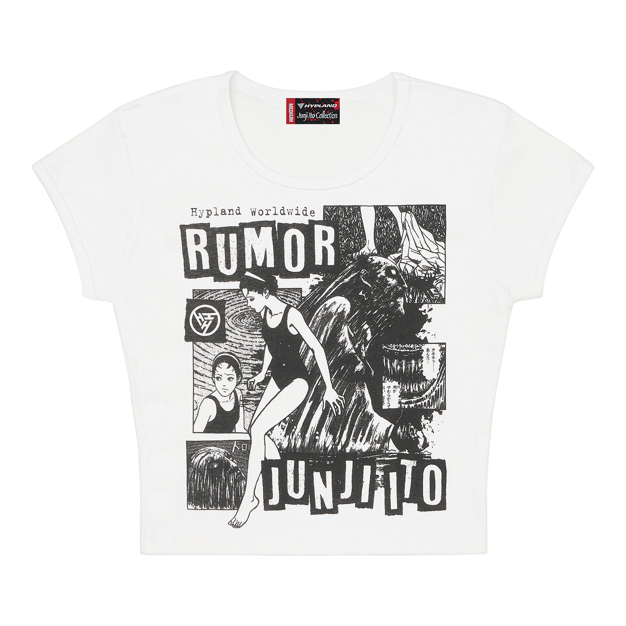 JUNJI ITO WOMENS RUMOR GRUNGE BABY TEE (WHITE) sold by hypland