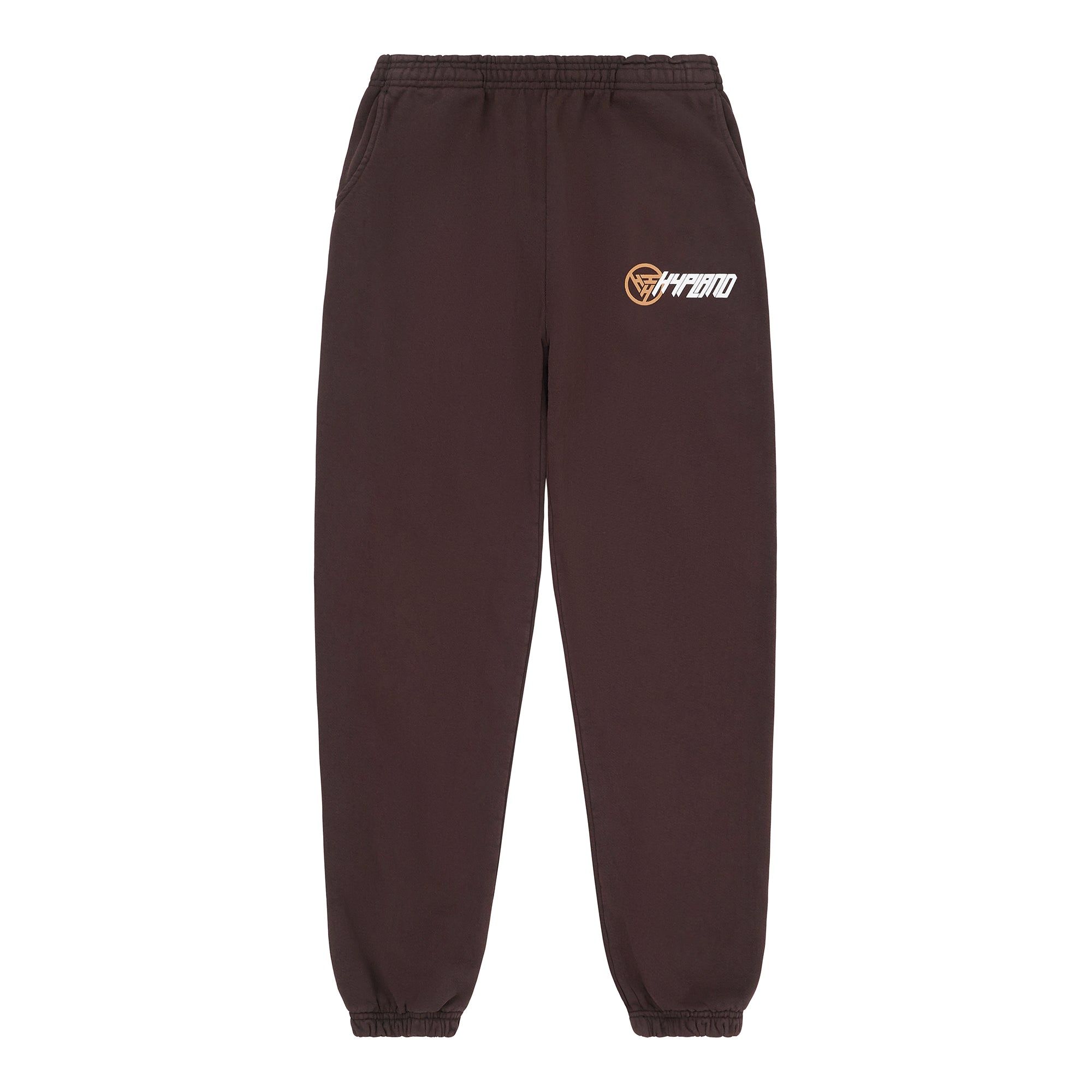 HYPLAND SLANT LOGO SWEAT PANTS (BROWN) sold by hypland