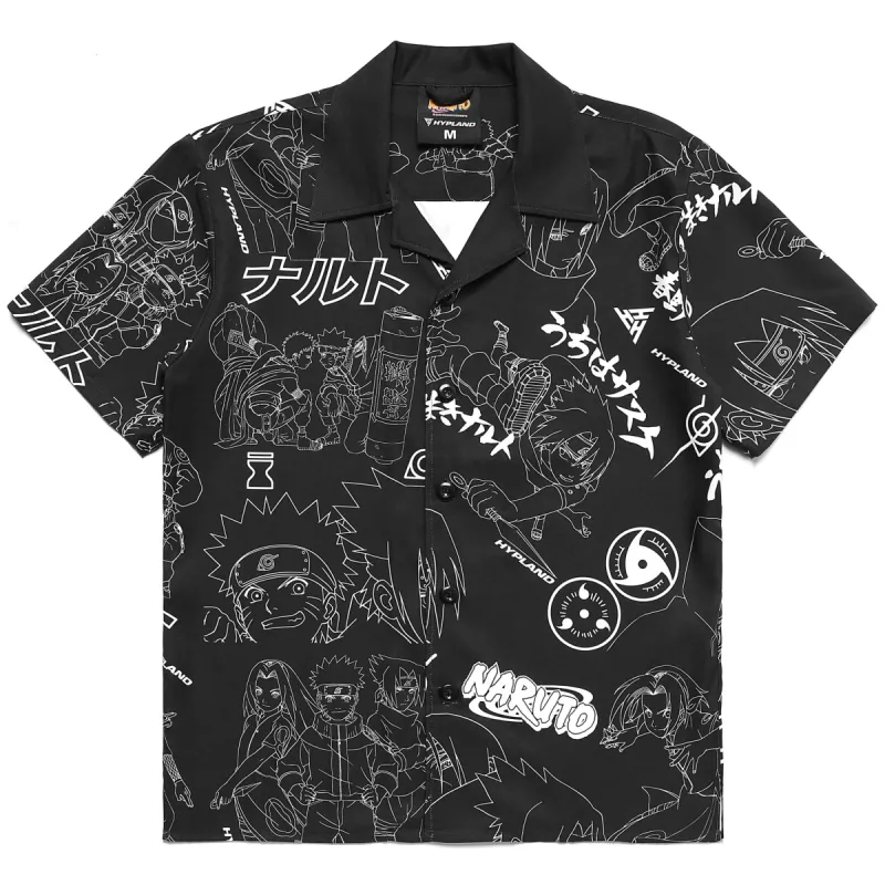 NARUTO ALL OVER PRINT BUTTON UP SHIRT (BLACK) made by hypland