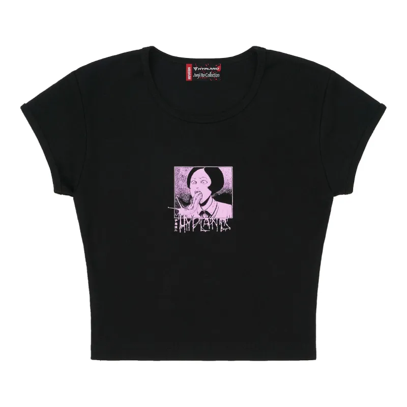JUNJI ITO WOMENS SNAIL GIRL BABY TEE (BLACK) sold by hypland