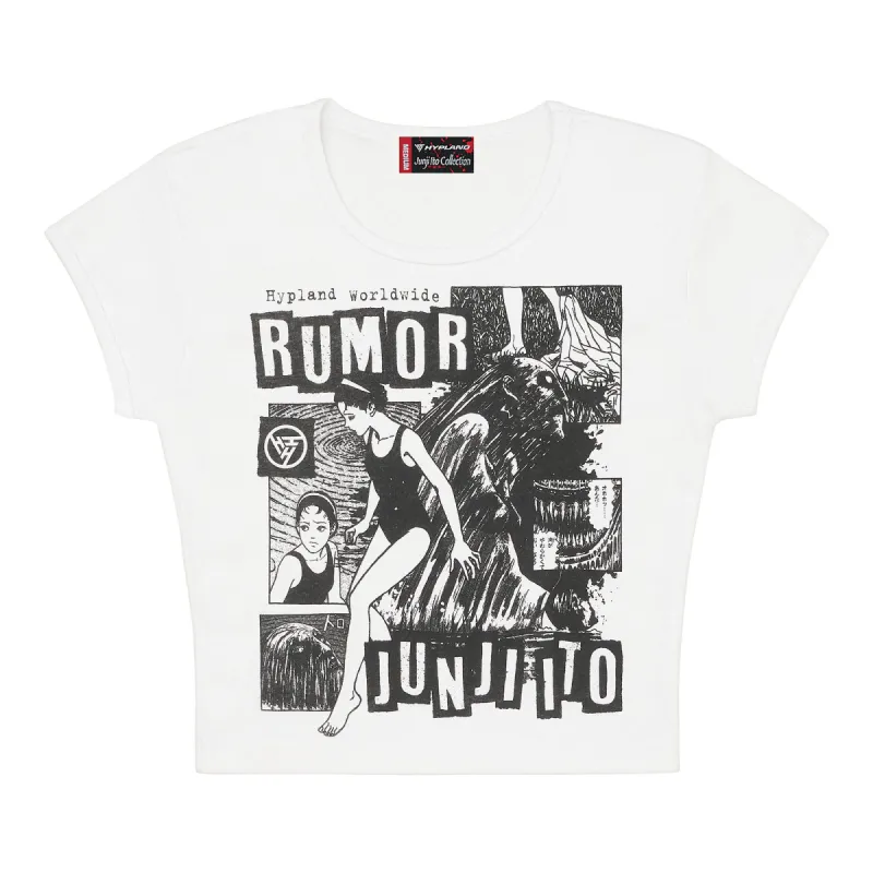 JUNJI ITO WOMENS RUMOR GRUNGE BABY TEE (WHITE) sold by hypland