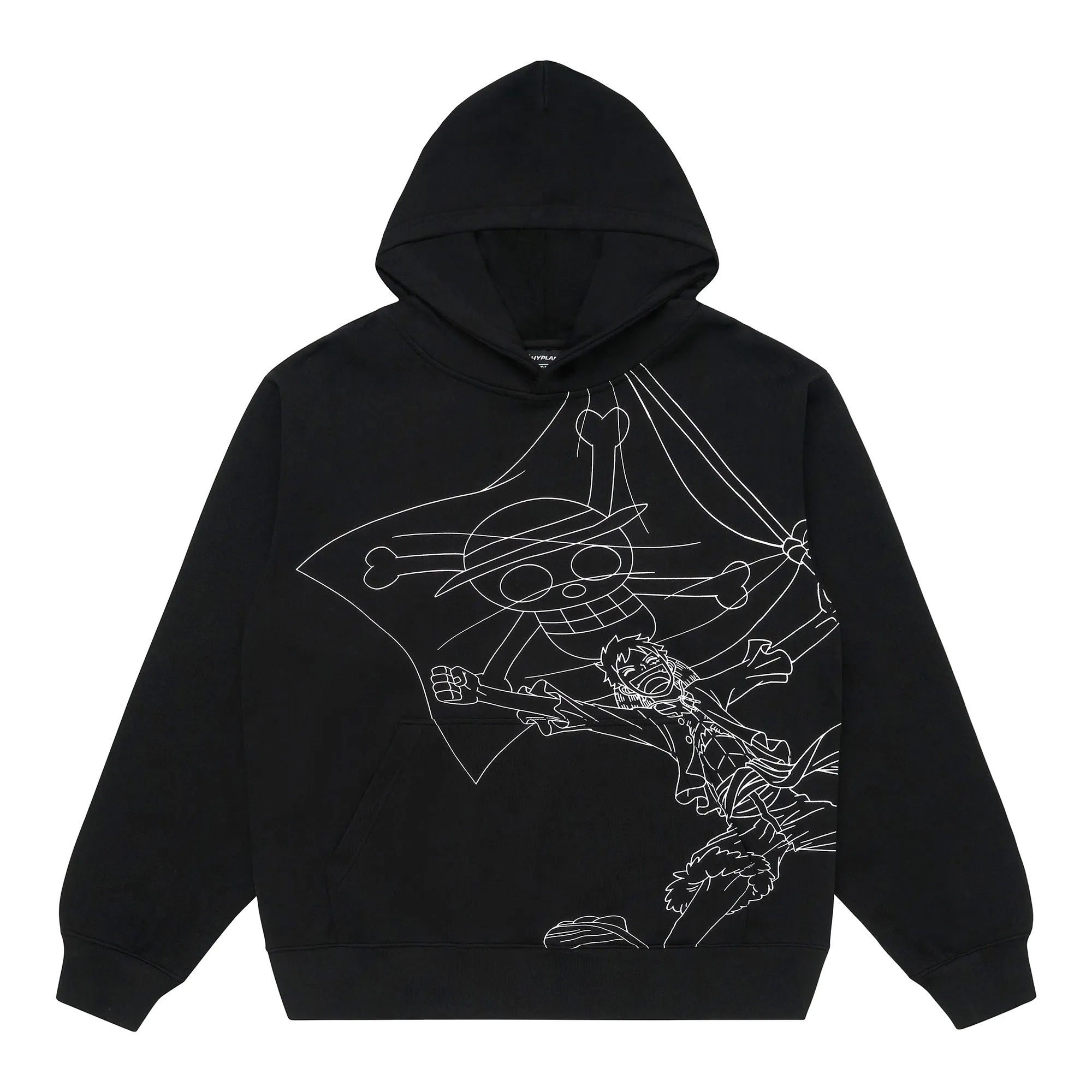 ONE PIECE LUFFY FLAG SINGLE LINE HOODIE (BLACK) sold by hypland