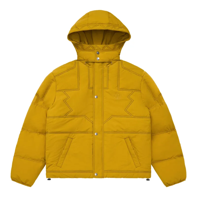 YUGIOH MILLENNIUM PUZZLE PUFFER JACKET (GOLD) sold by hypland
