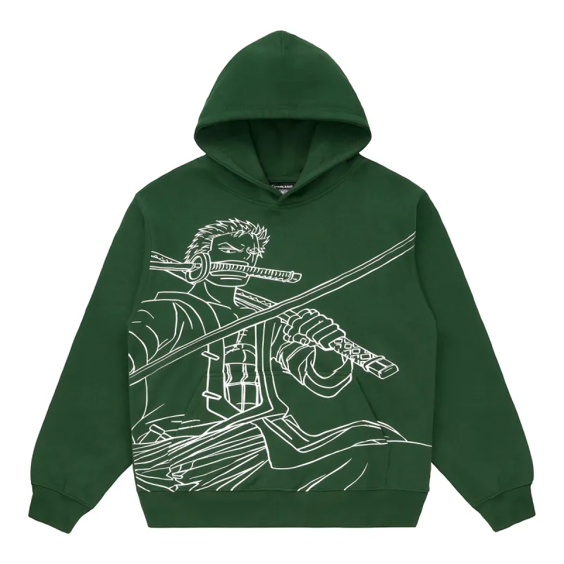 ONE PIECE ZORO SINGLE LINE HOODIE (GREEN) sold by hypland