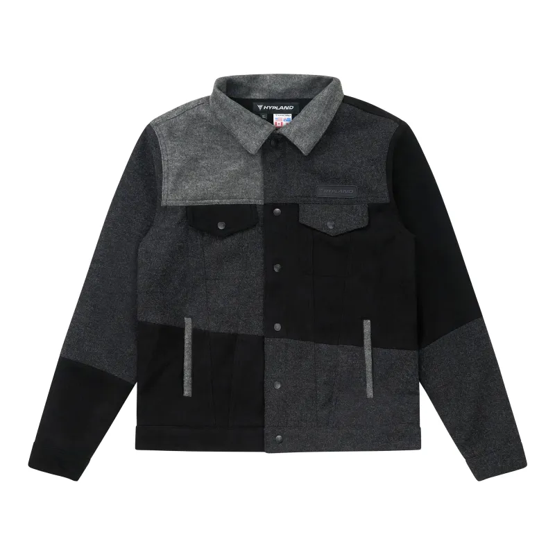 HYPLAND WOOL PATCHWORK TRUCKER JACKET (BLACK) sold by hypland