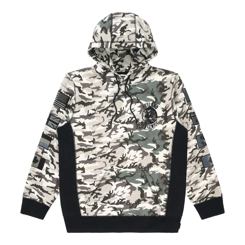 HYPLAND WORLDWIDE CAMO FLAG HOODIE (WHITE) sold by hypland