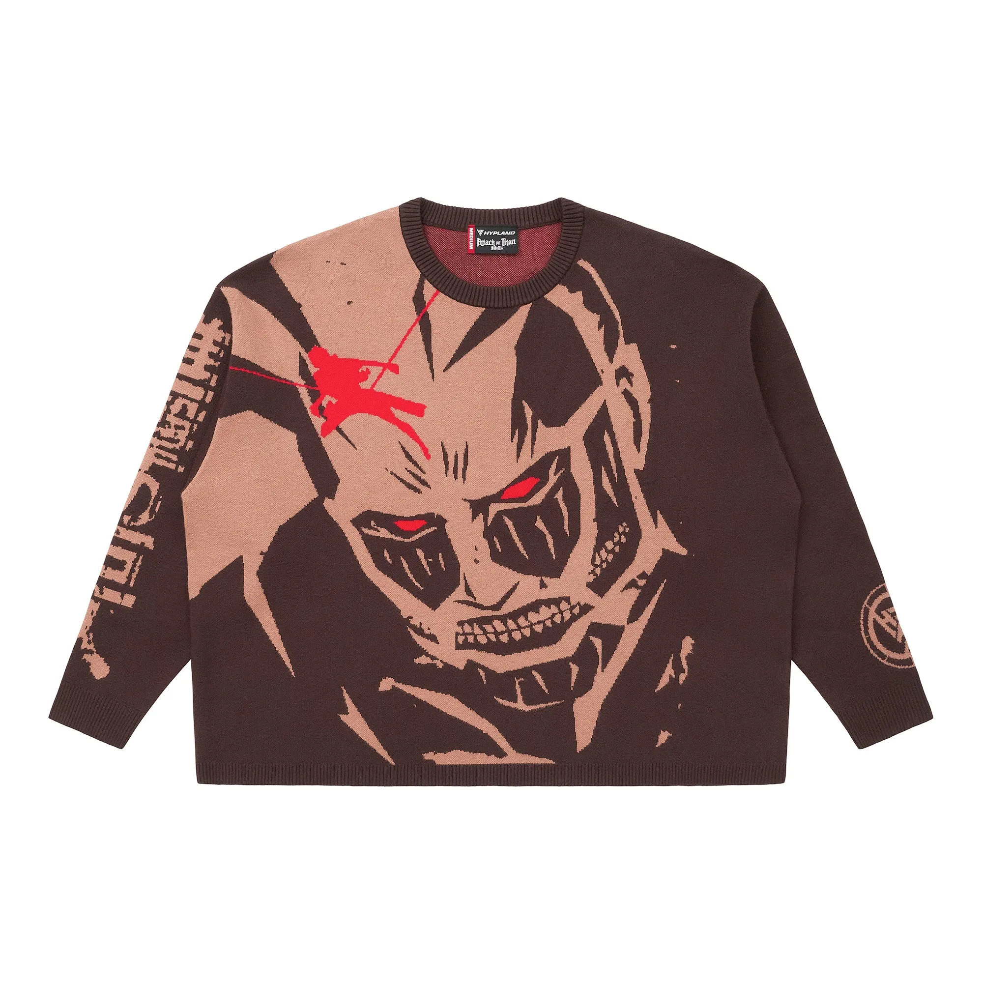 AOT COLOSSAL TITAN FACE SWEATER (BROWN) sold by hypland