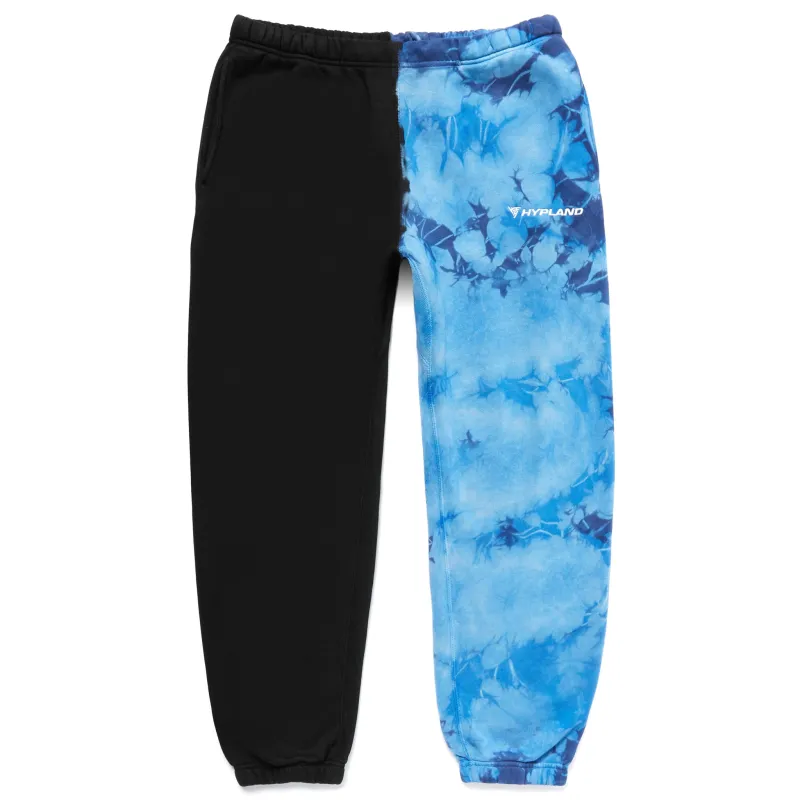 SPLIT CRYSTAL LOGO SWEATPANTS (BLUE/BLACK) sold by hypland