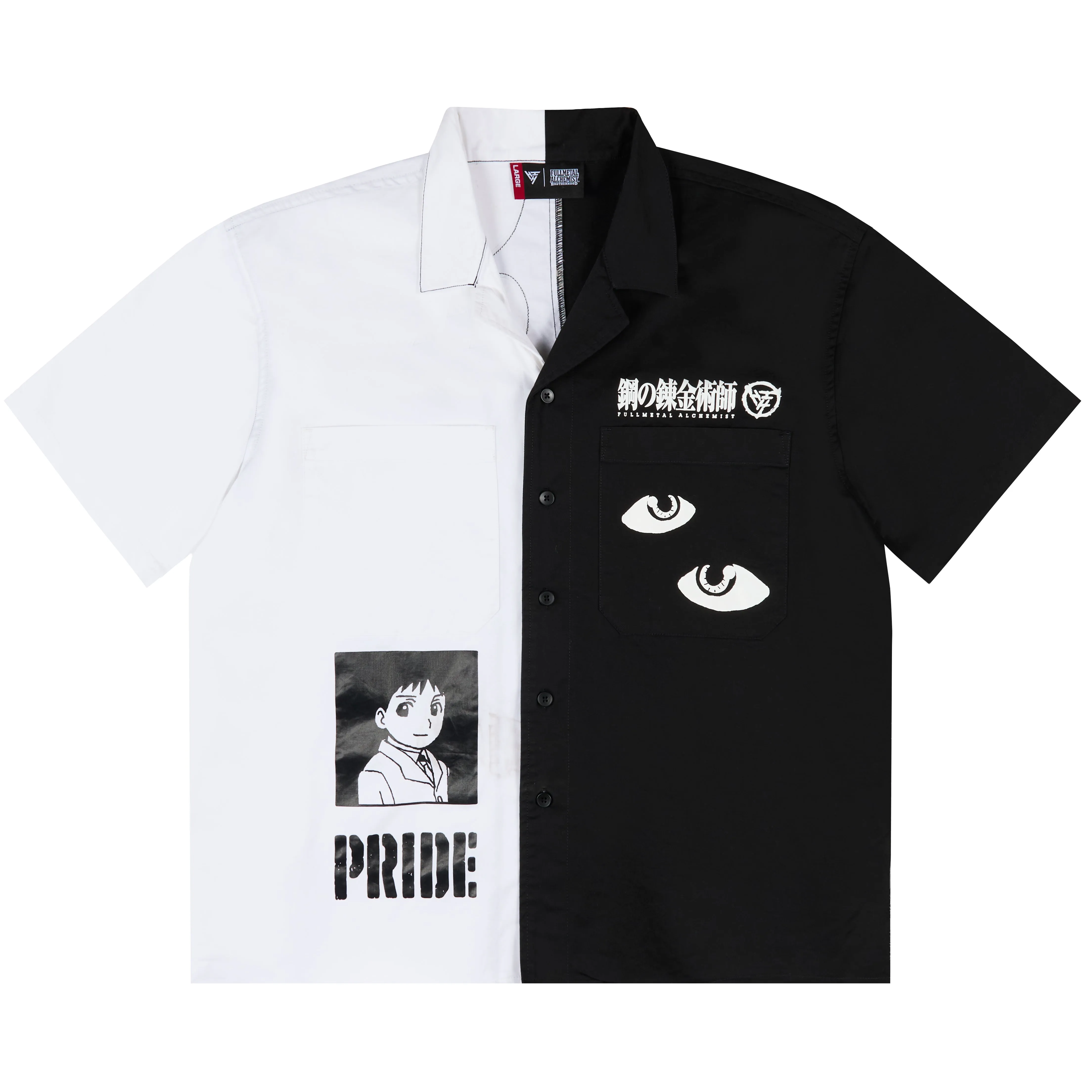 FMAB PRIDE BUTTON UP SHIRT (BLACK/WHITE) *PRE-ORDER* sold by hypland