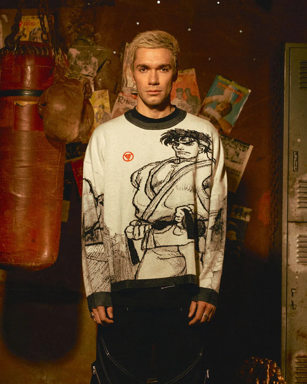 STREET FIGHTER RYU CROPPED SWEATER (WHITE) sold by hypland product image thumbnail 2