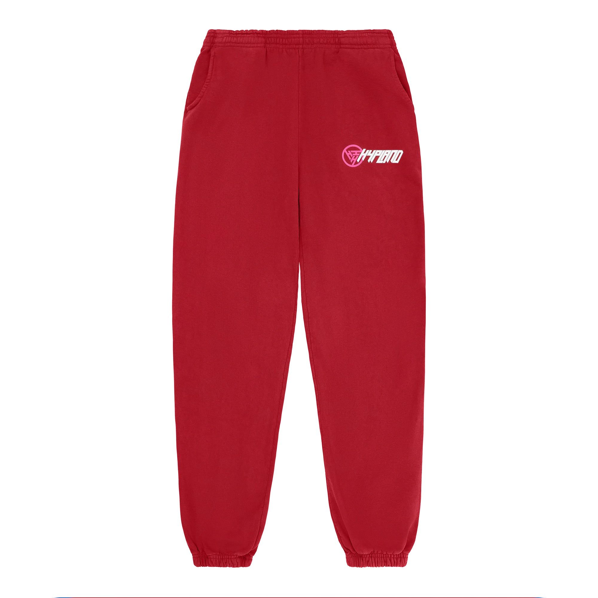 HYPLAND SLANT LOGO SWEAT PANTS (RED) sold by hypland