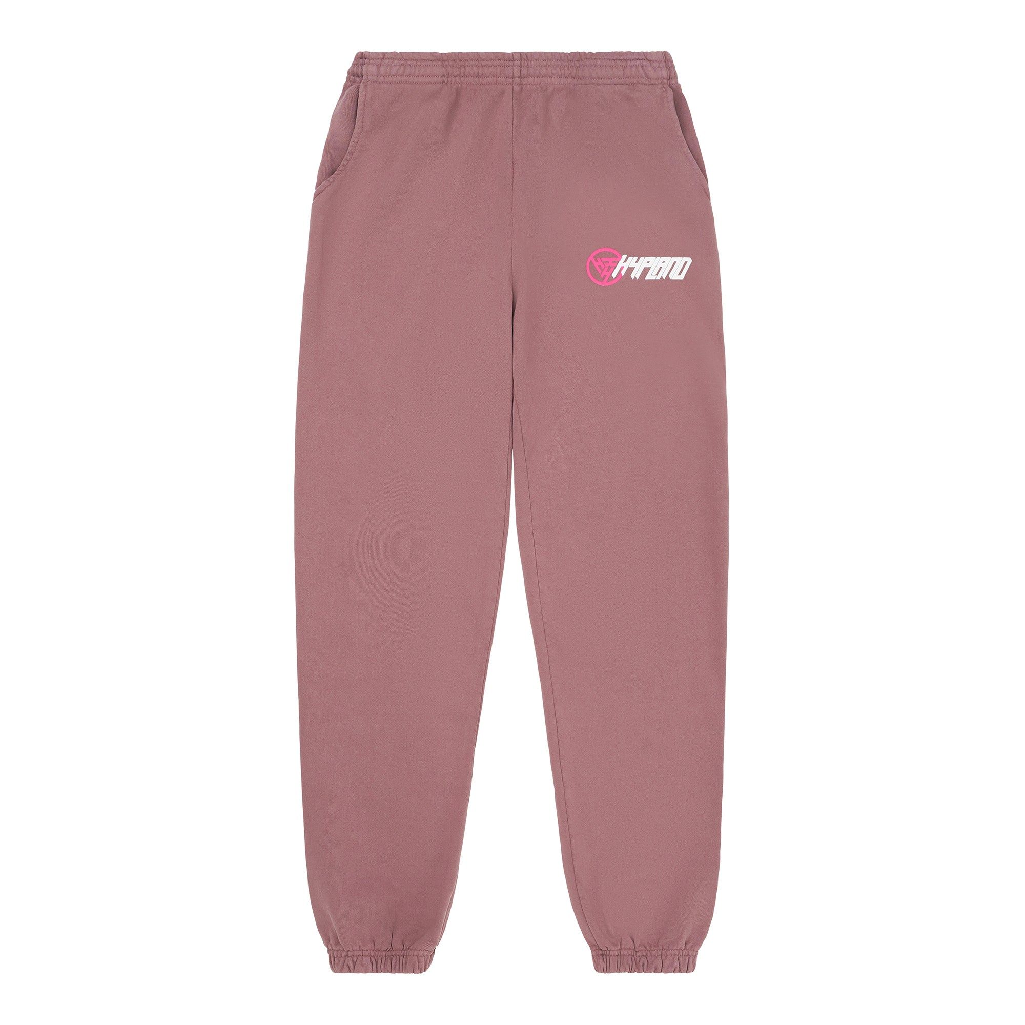 HYPLAND SLANT LOGO SWEAT PANTS (MAUVE) sold by hypland