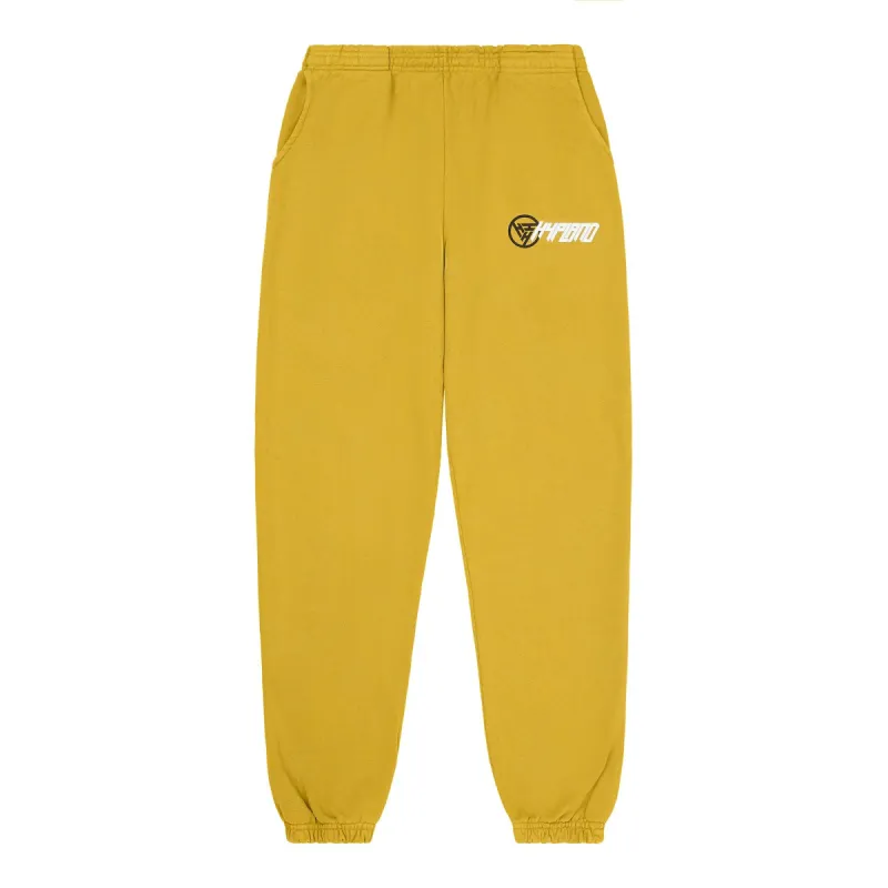 HYPLAND SLANT LOGO SWEAT PANTS (MUSTARD) sold by hypland