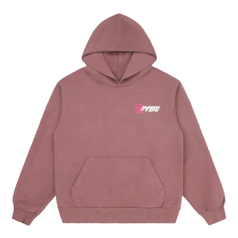 HYPLAND SLANT LOGO HOODIE (MAUVE) sold by hypland