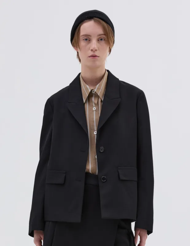 PEAK LAPEL BLAZER | BARATHEA WOOL BLEND | BLACK sold by Margaret Howell