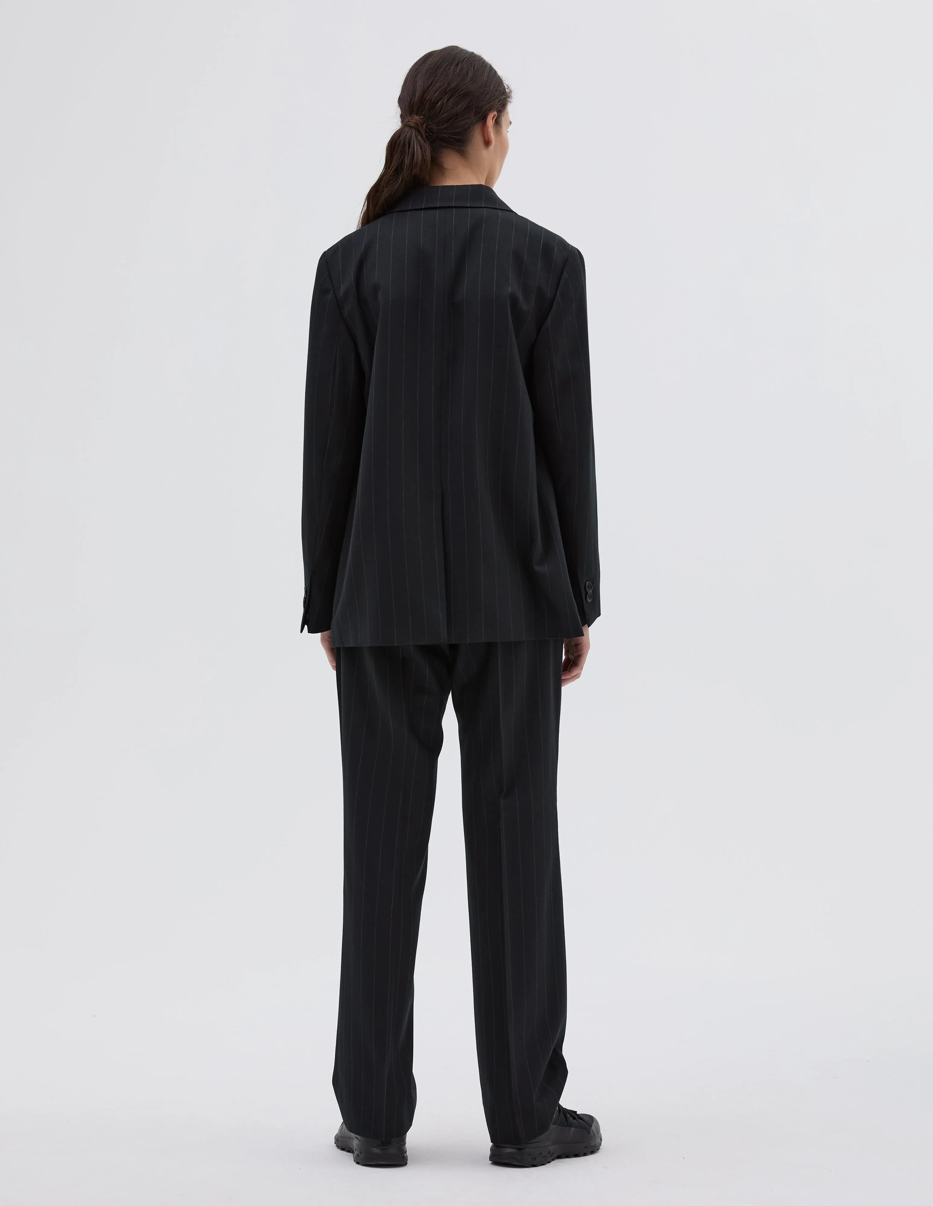 RELAXED BLAZER | PINSTRIPE WOOL TWILL
| BLACK / GREY sold by Margaret Howell product image thumbnail 3