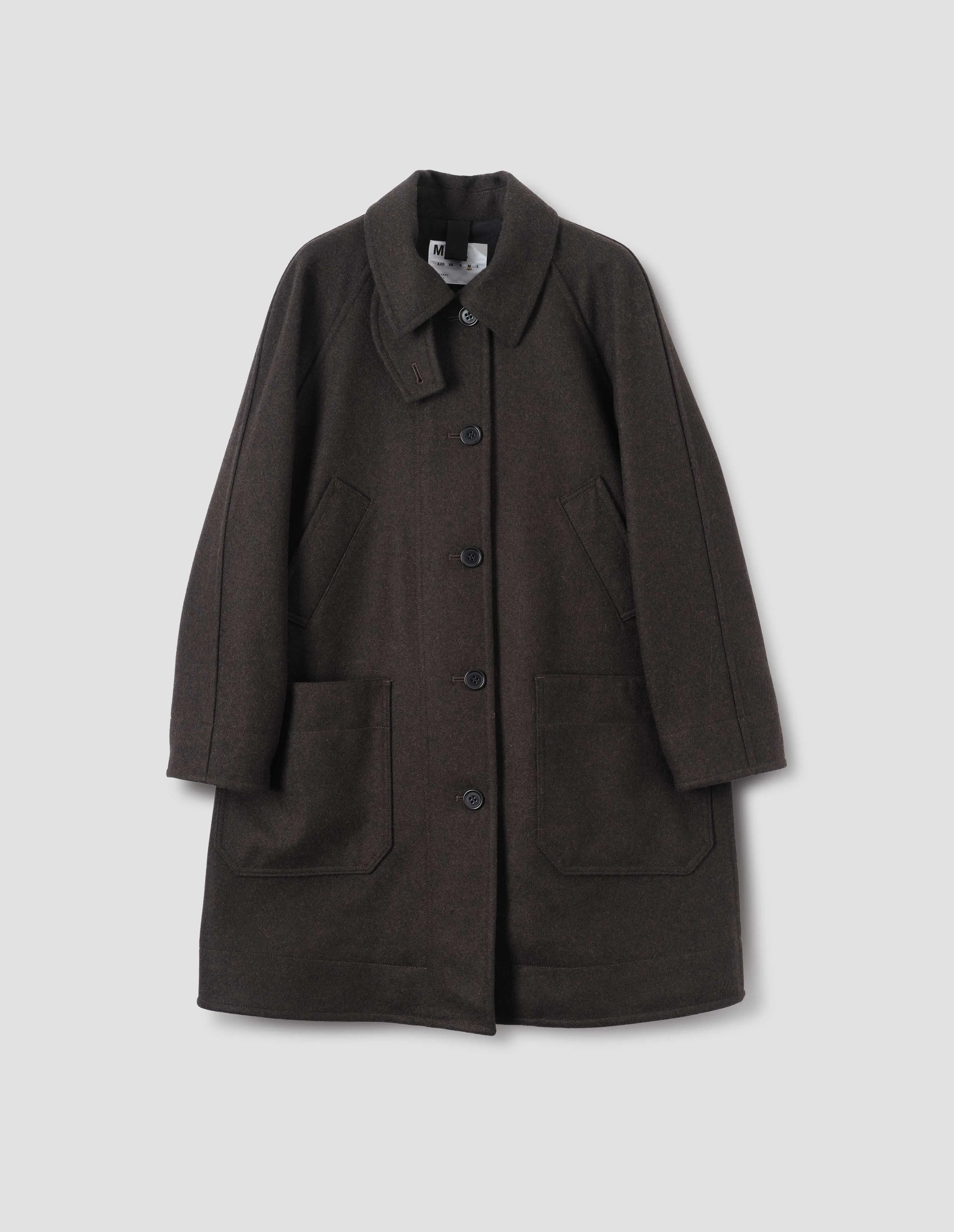 MHL. RAGLAN OVERCOAT | MELANGE WOOL MELTON | BARK sold by Margaret Howell product image thumbnail 4