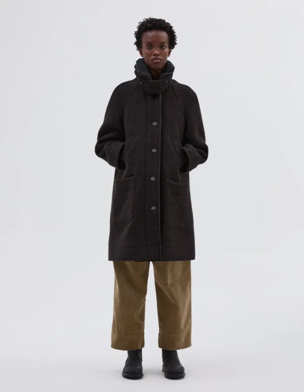 MHL. RAGLAN OVERCOAT | MELANGE WOOL MELTON | BARK sold by Margaret Howell