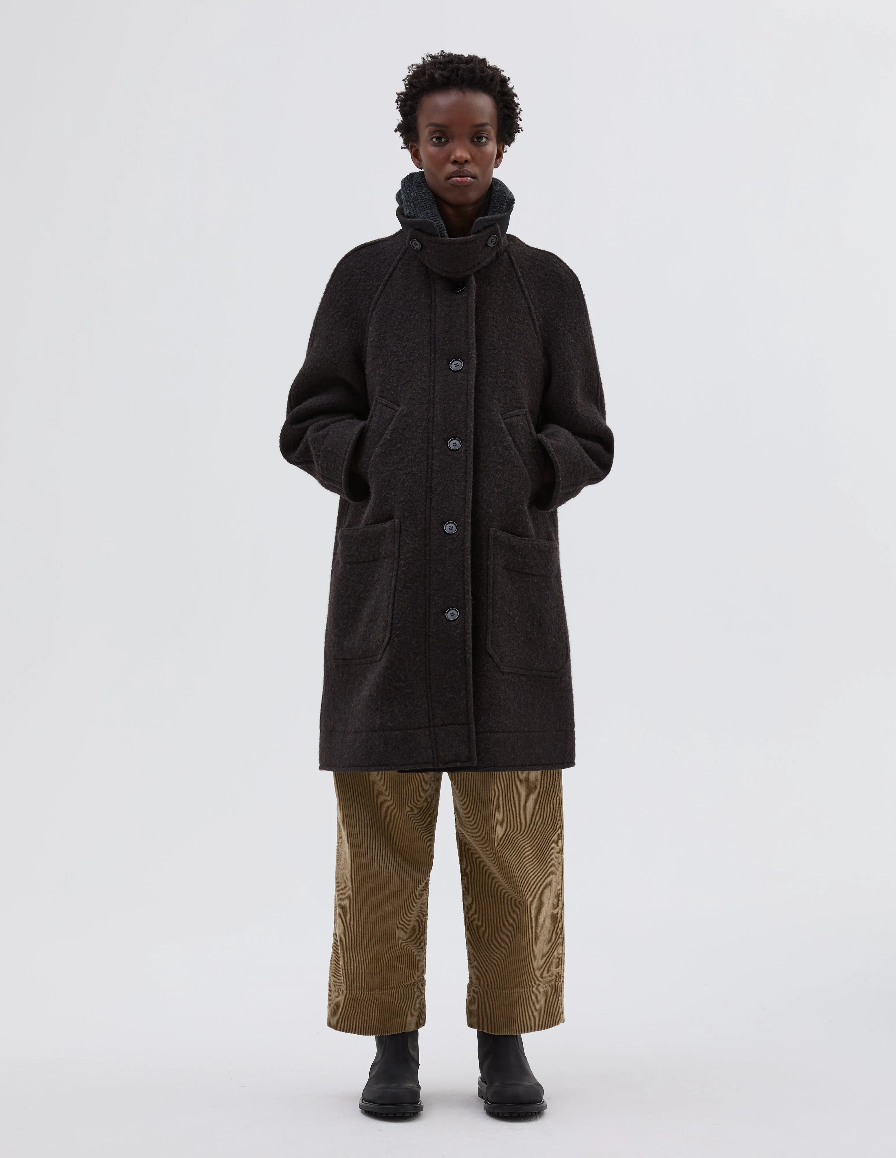 MHL. RAGLAN OVERCOAT | MELANGE WOOL MELTON | BARK sold by Margaret Howell