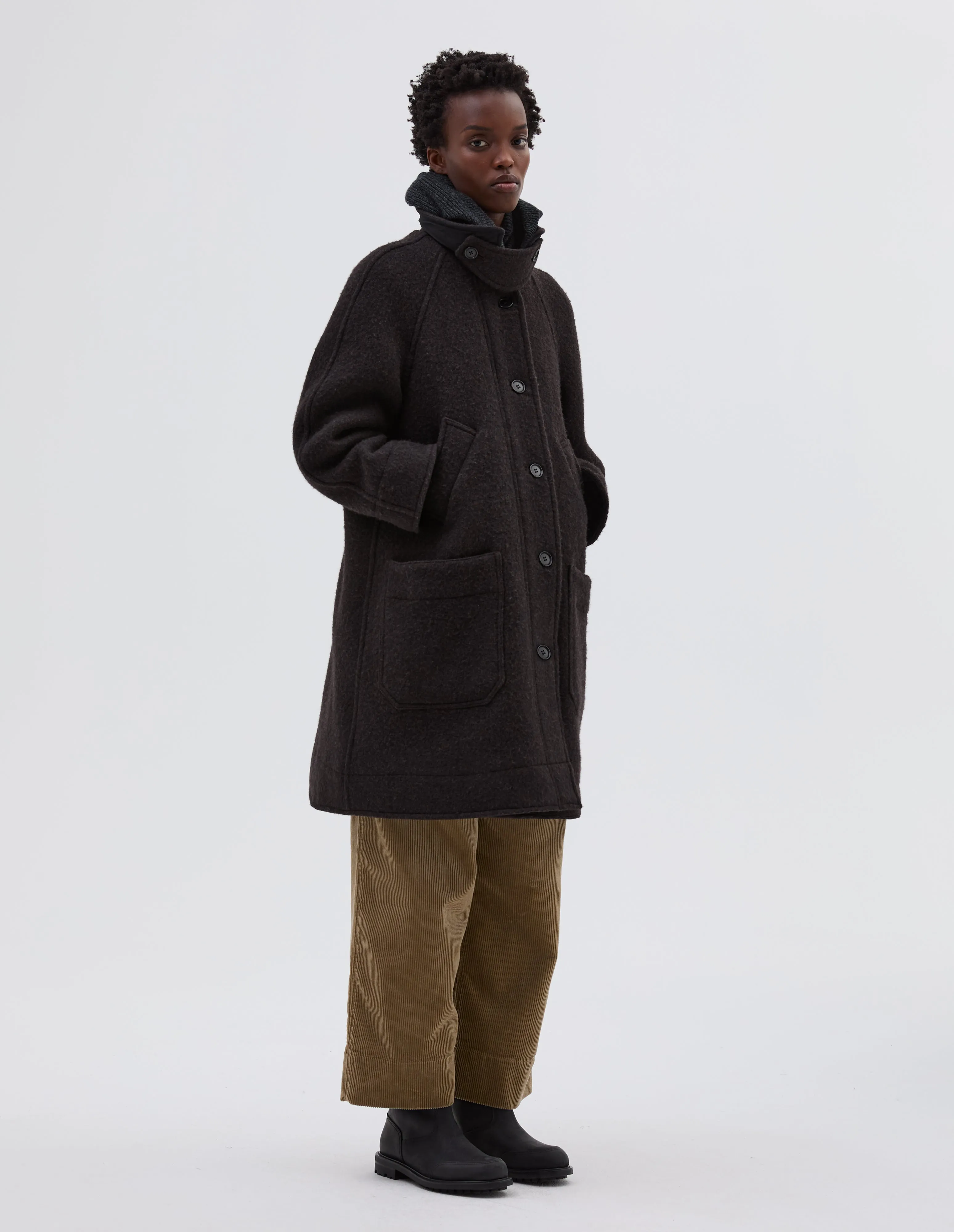 MHL. RAGLAN OVERCOAT | MELANGE WOOL MELTON | BARK sold by Margaret Howell product image thumbnail 2