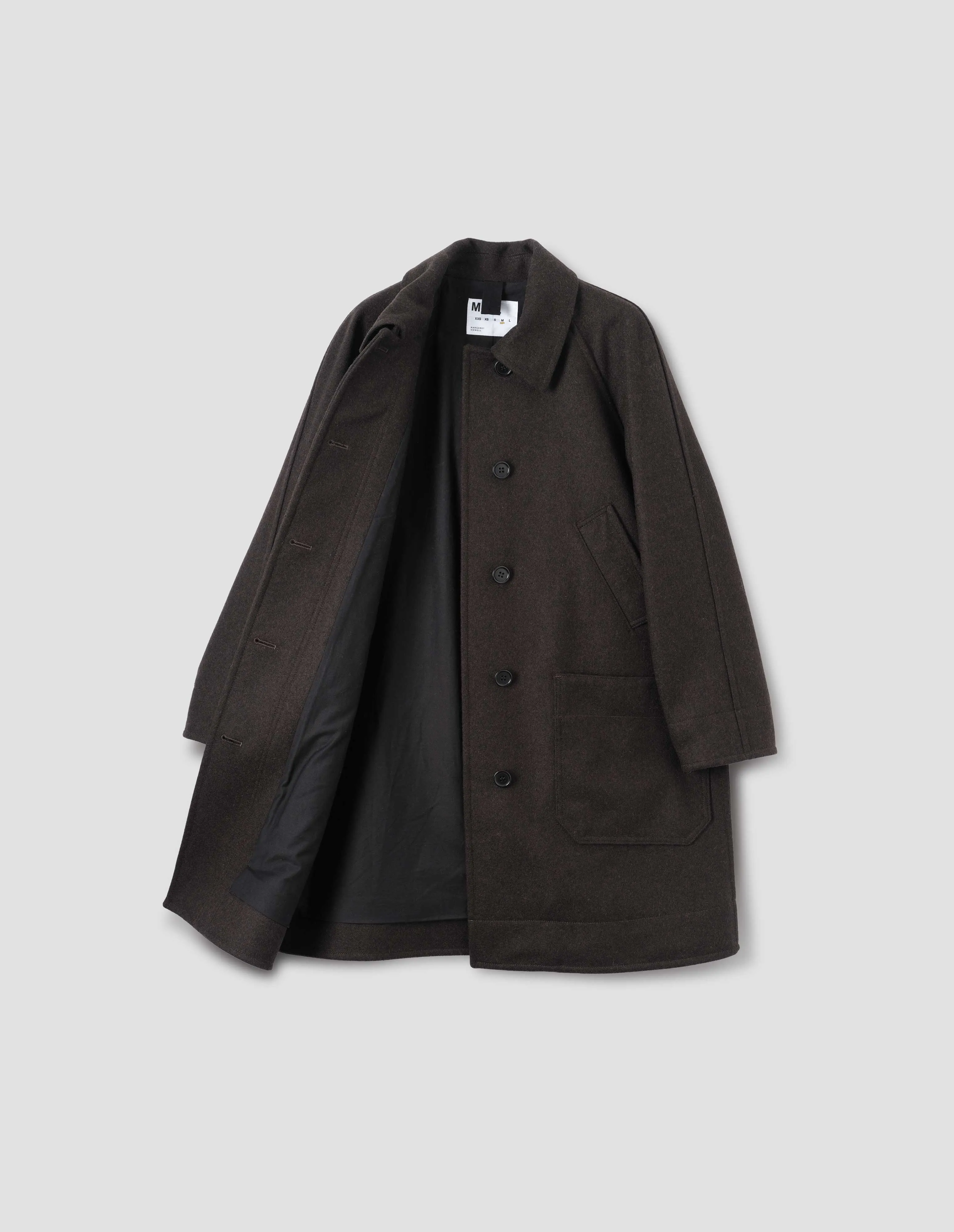 MHL. RAGLAN OVERCOAT | MELANGE WOOL MELTON | BARK sold by Margaret Howell product image thumbnail 5