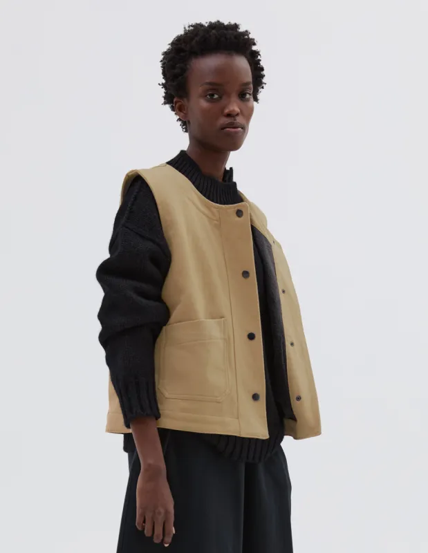 MHL. PATCH POCKET JERKIN | RAISED COTTON DRILL | STONE sold by Margaret Howell