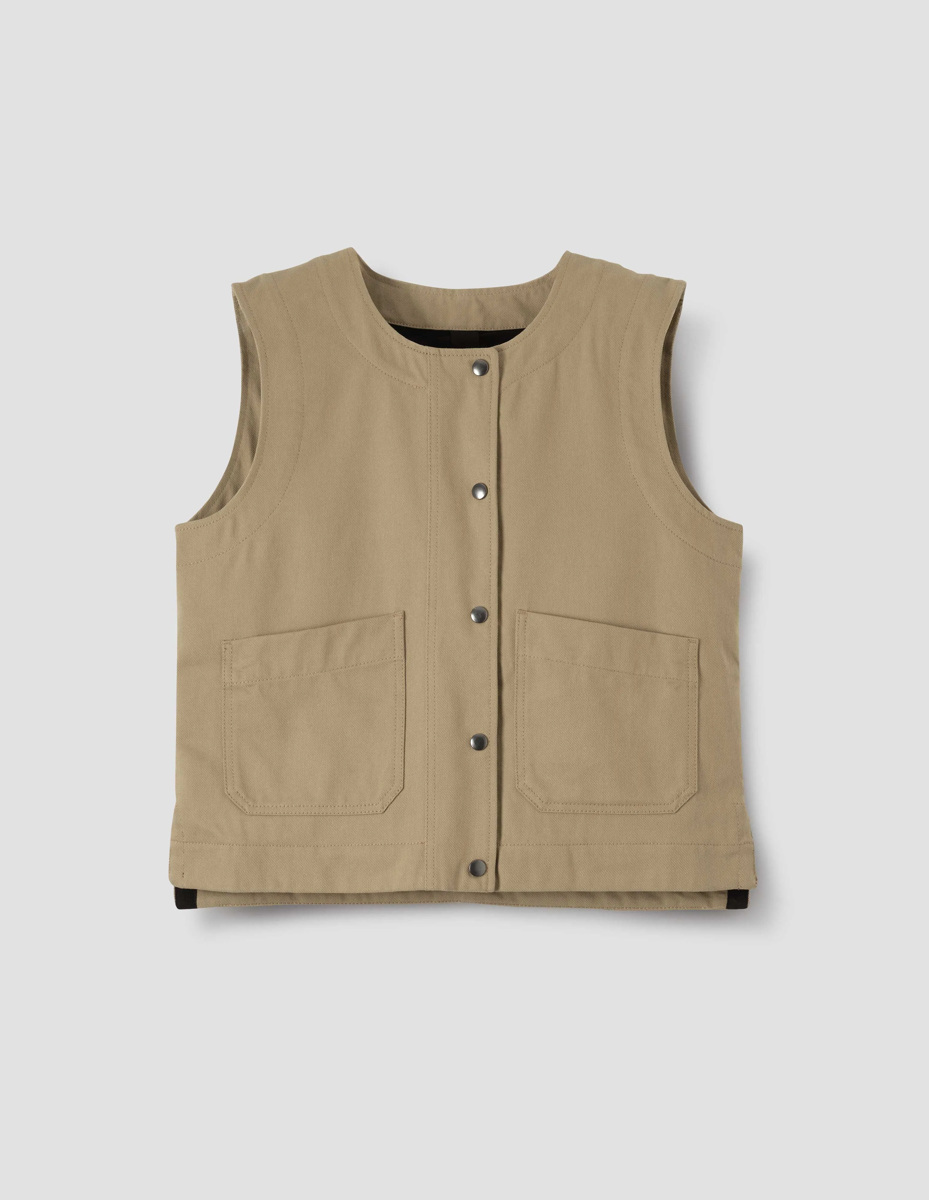 MHL. PATCH POCKET JERKIN | RAISED COTTON DRILL | STONE sold by Margaret Howell product image thumbnail 5