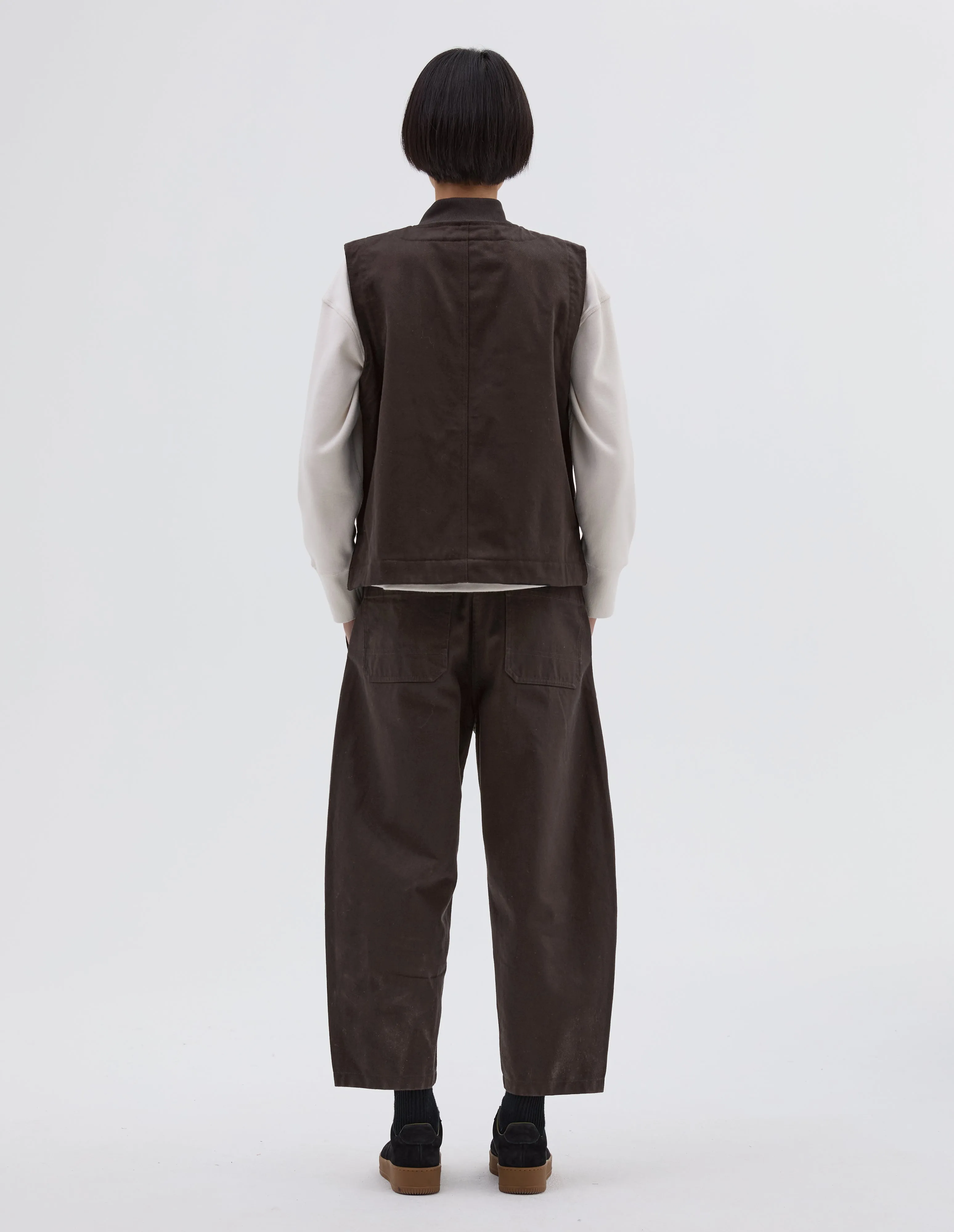 MHL. PATCH POCKET JERKIN | RAISED COTTON DRILL | DARK BROWN sold by Margaret Howell product image thumbnail 4