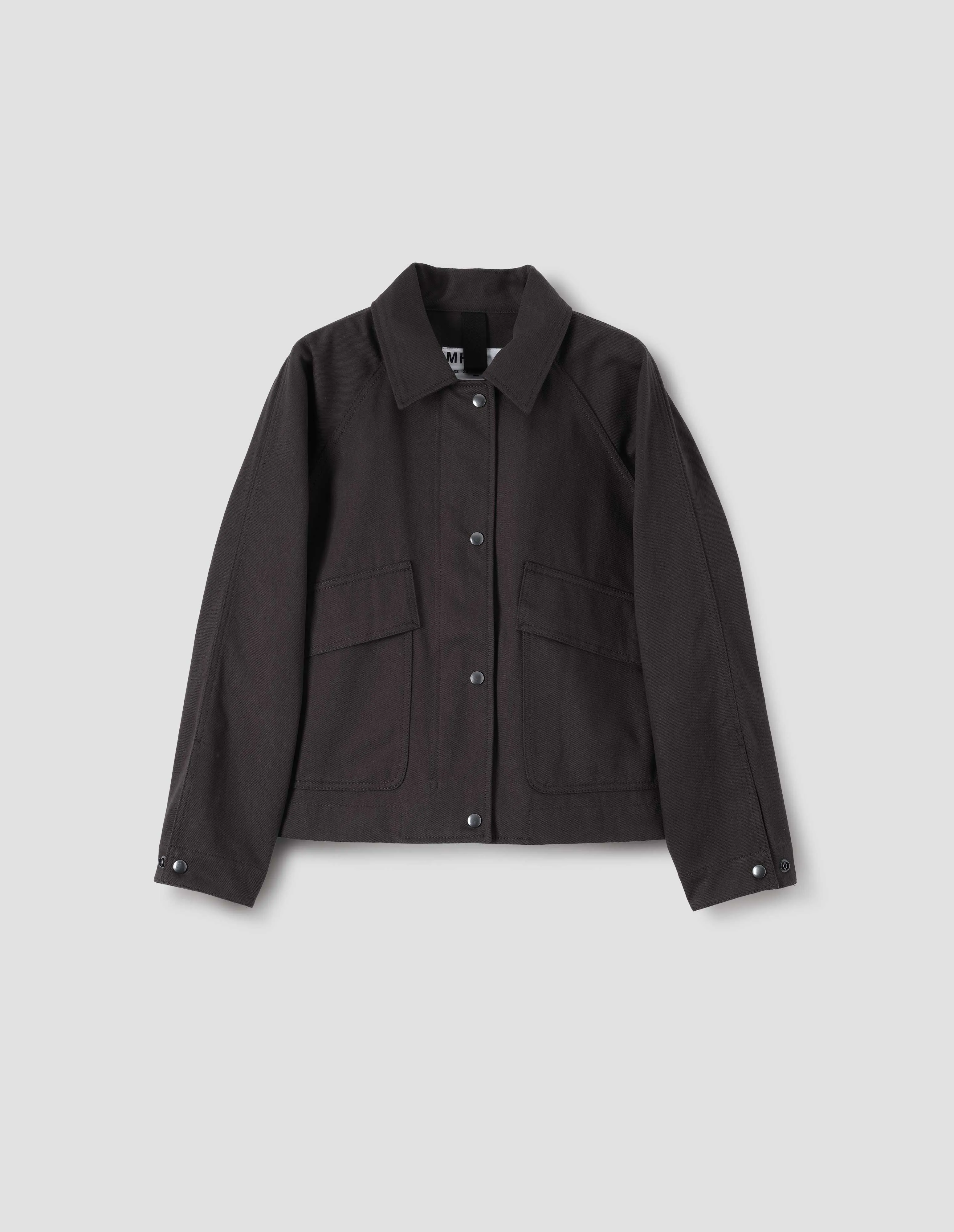 MHL. RAGLAN WORK JACKET | RAISED COTTON DRILL | DARK BROWN sold by Margaret Howell product image thumbnail 4