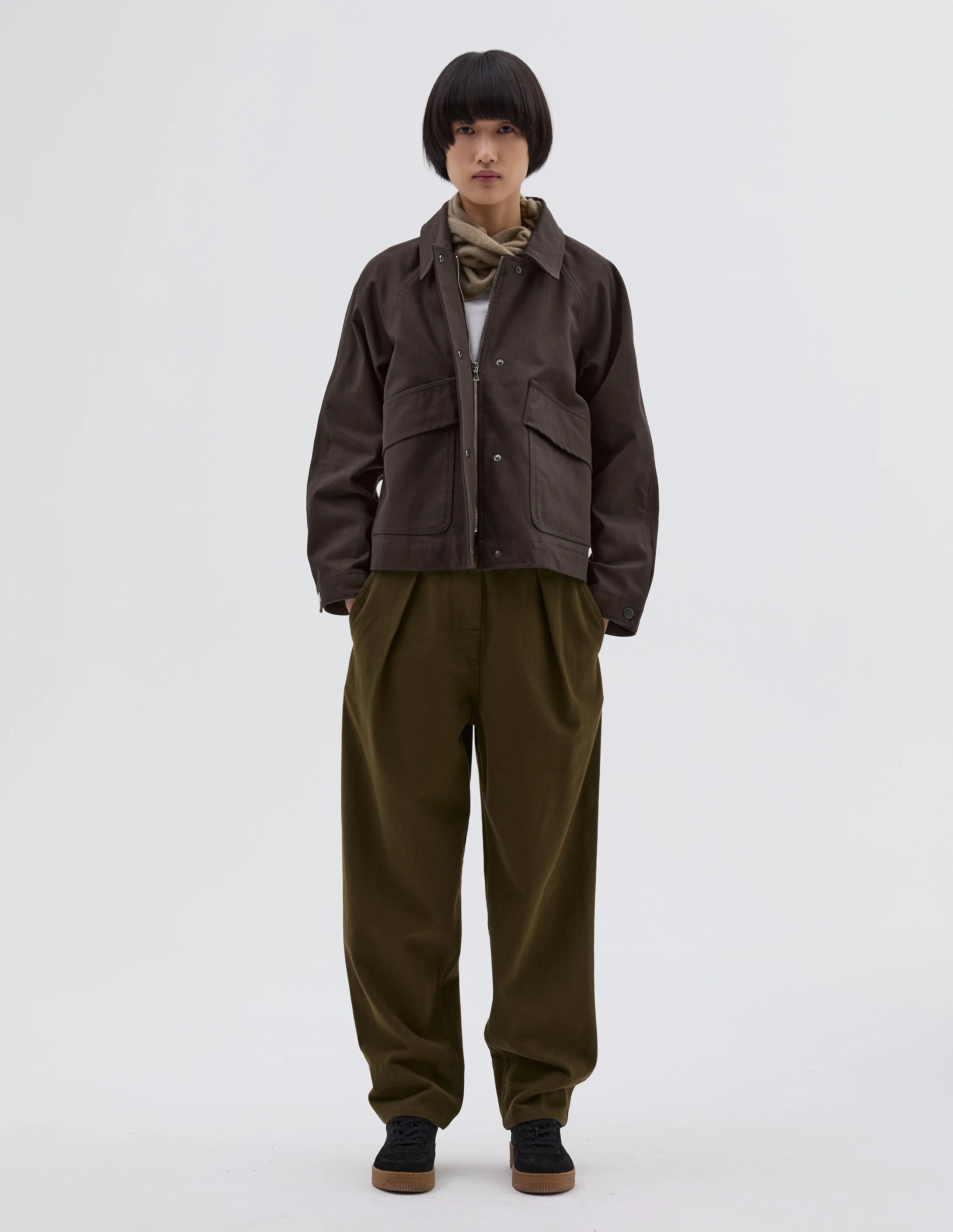 MHL. RAGLAN WORK JACKET | RAISED COTTON DRILL | DARK BROWN sold by Margaret Howell product image thumbnail 2