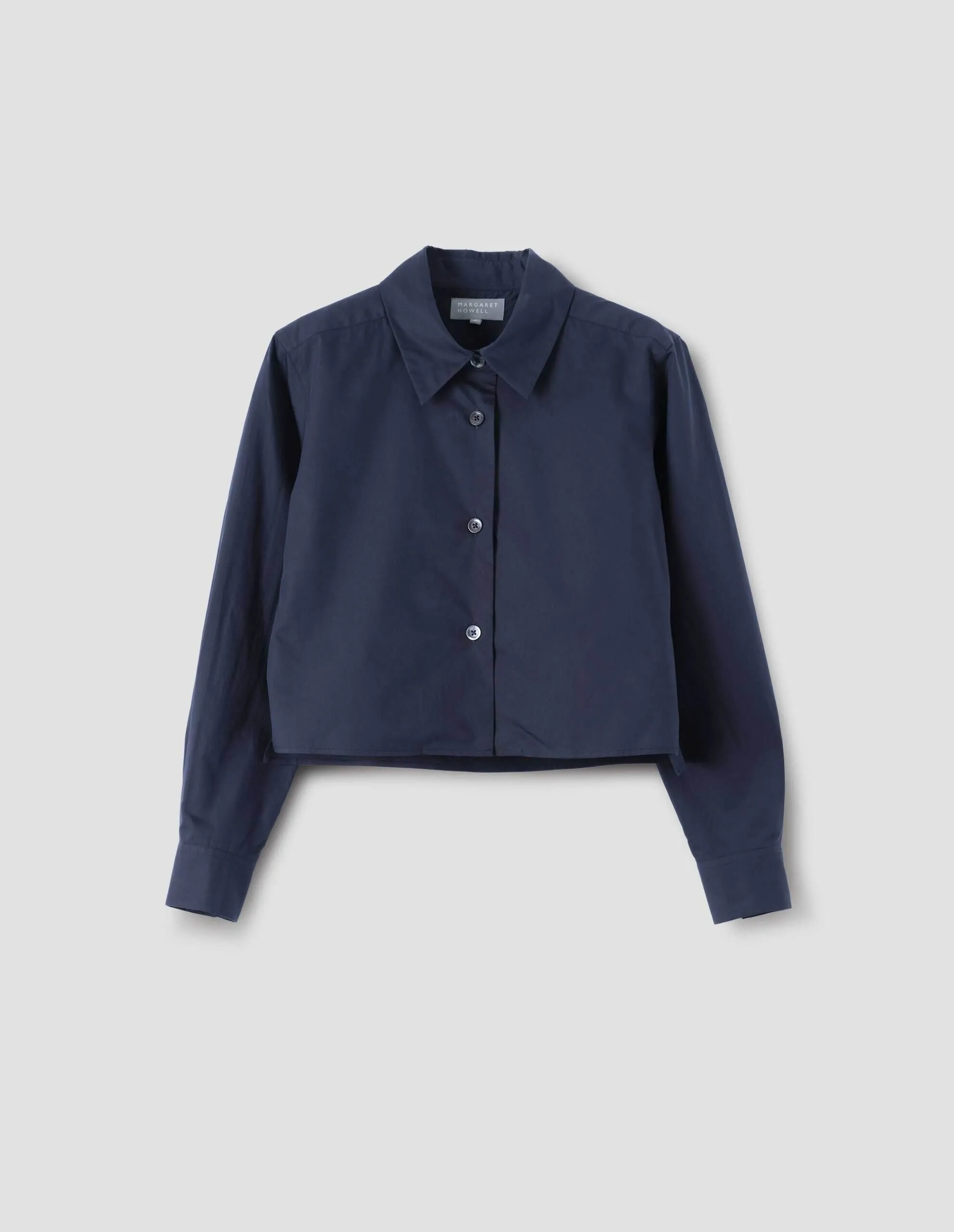 MINI CROPPED SHIRT | SOFT COTTON SILK | DARK NAVY sold by Margaret Howell product image thumbnail 4