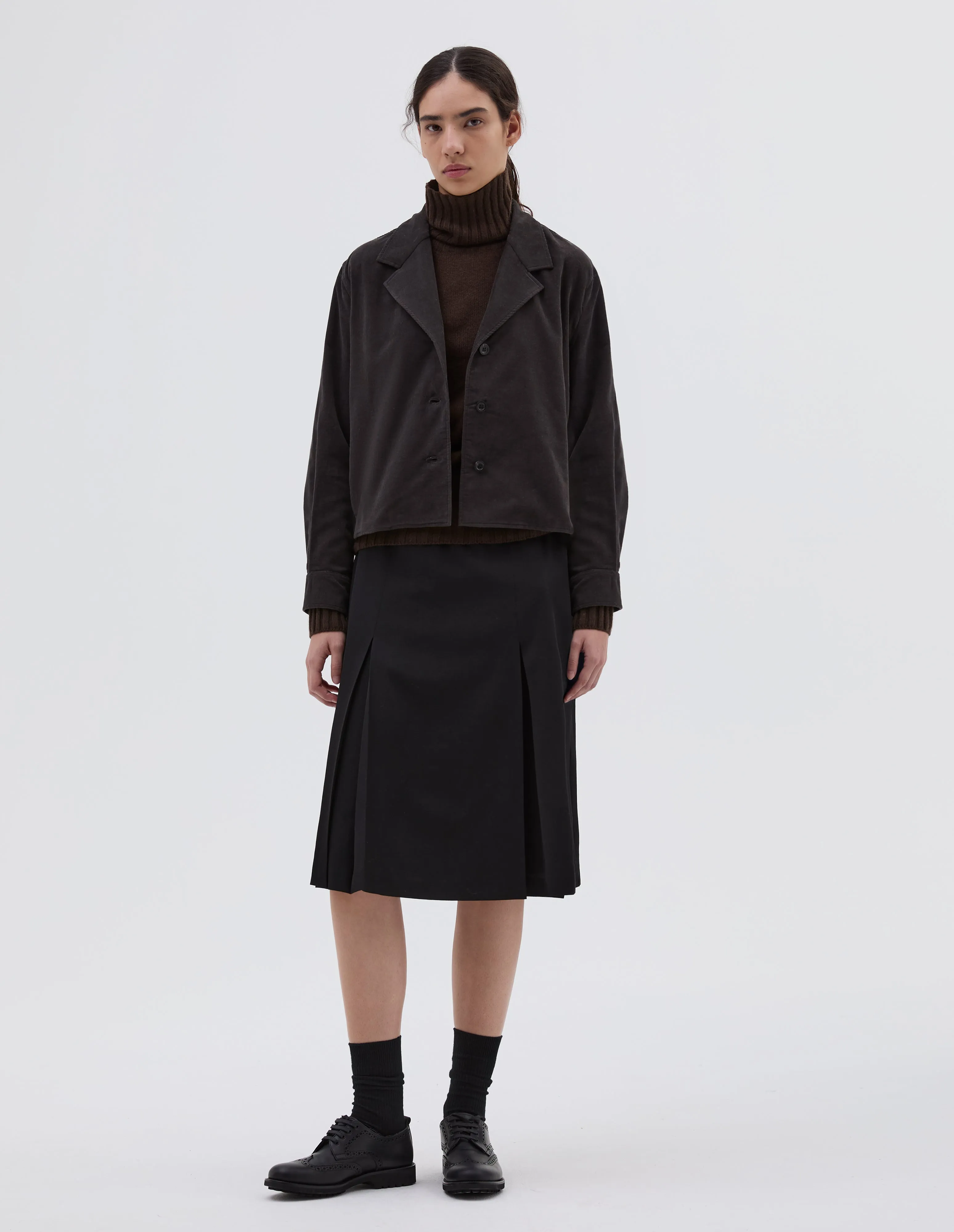 THREE BUTTON JACKET SHIRT | COTTON CASHMERE NEEDLECORD | EBONY sold by Margaret Howell product image thumbnail 2